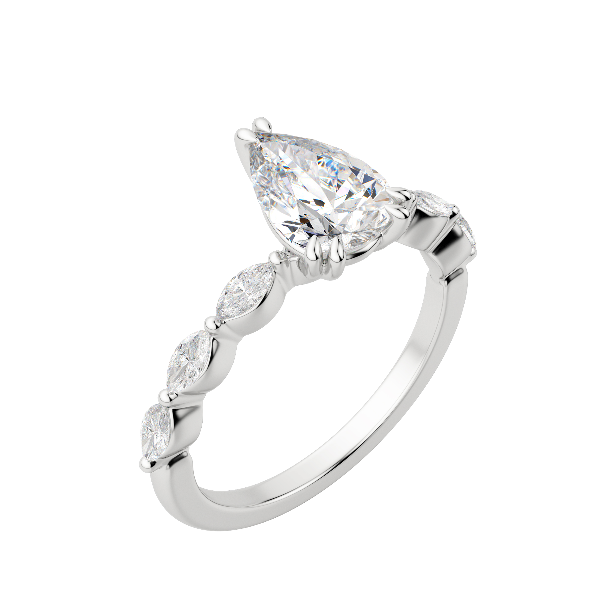 Frey Pear Cut Engagement Ring, Default, 18K White Gold, Platinum, 