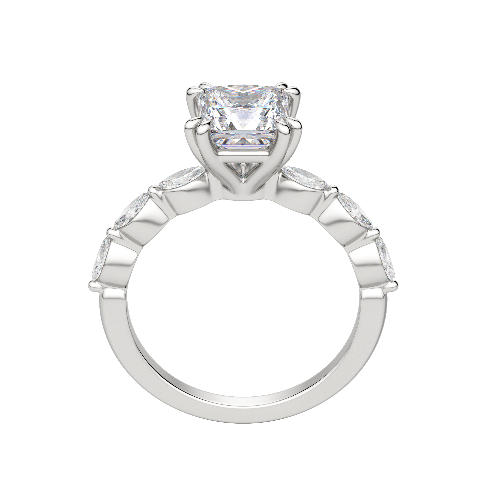 Frey Princess Cut Engagement Ring, Hover, 18k White Gold, Platinum,