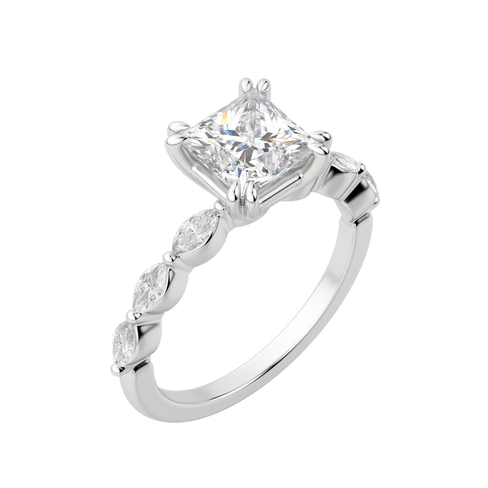 Frey Princess Cut Engagement Ring, Default, 18k White Gold, Platinum,