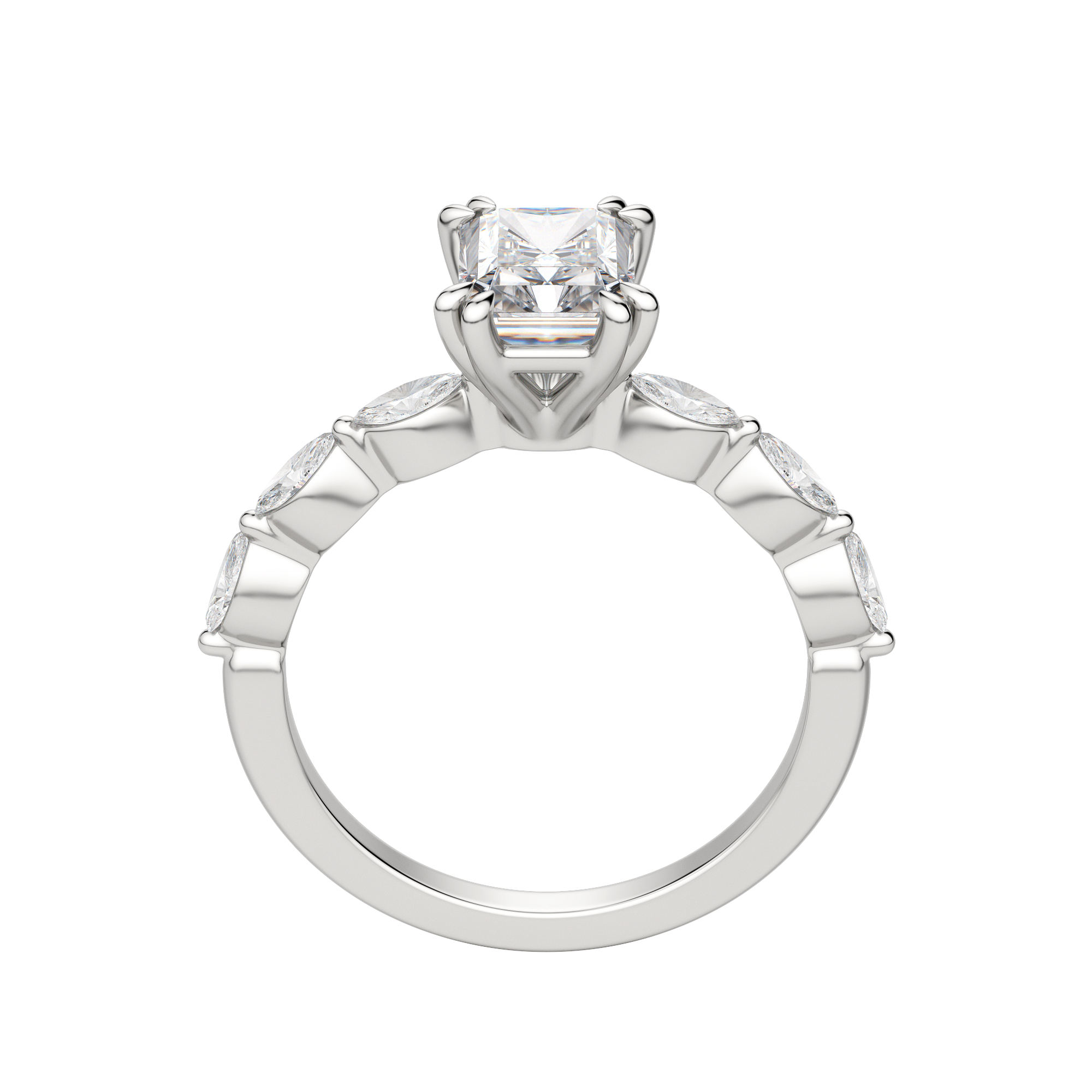 Frey Radiant Cut Engagement Ring, Hover, 18K White Gold, Platinum, 