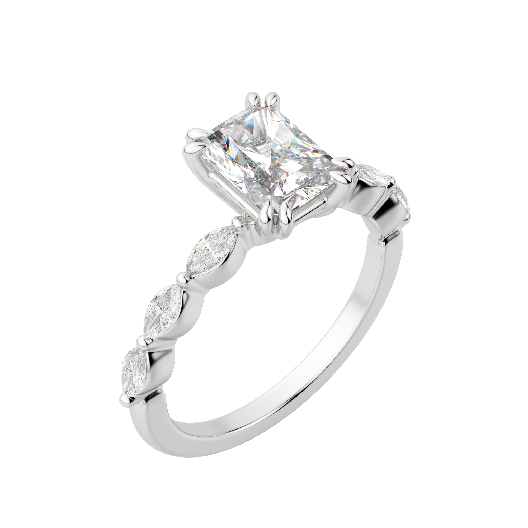 Frey Radiant Cut Engagement Ring, Default, 18K White Gold, Platinum, 
