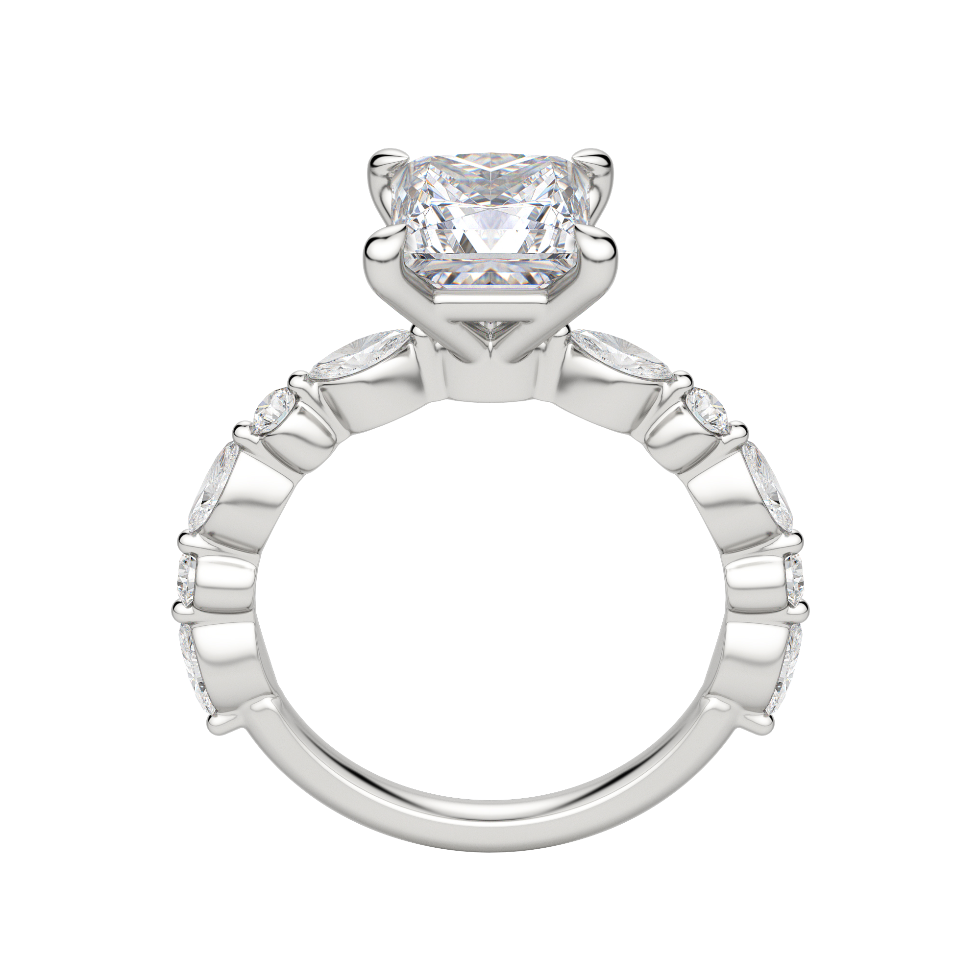 Gaia Princess Cut Engagement Ring, Hover, 18K White Gold, Platinum, 