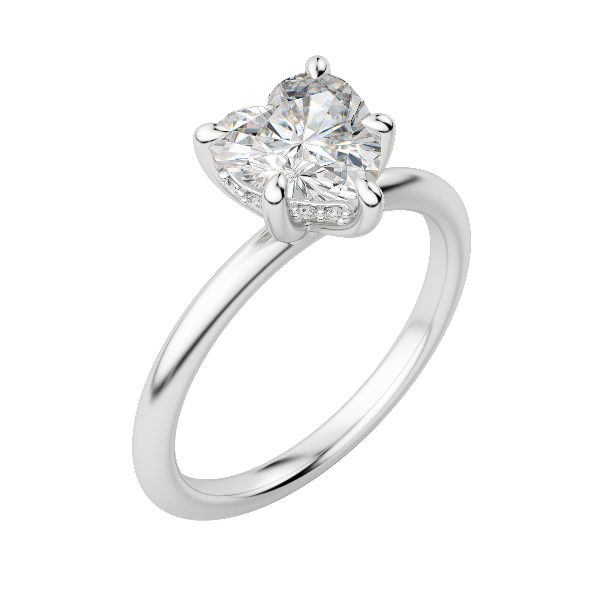 Hera Classic Heart Cut Engagement Ring, Default, 18K White Gold, Platinum,