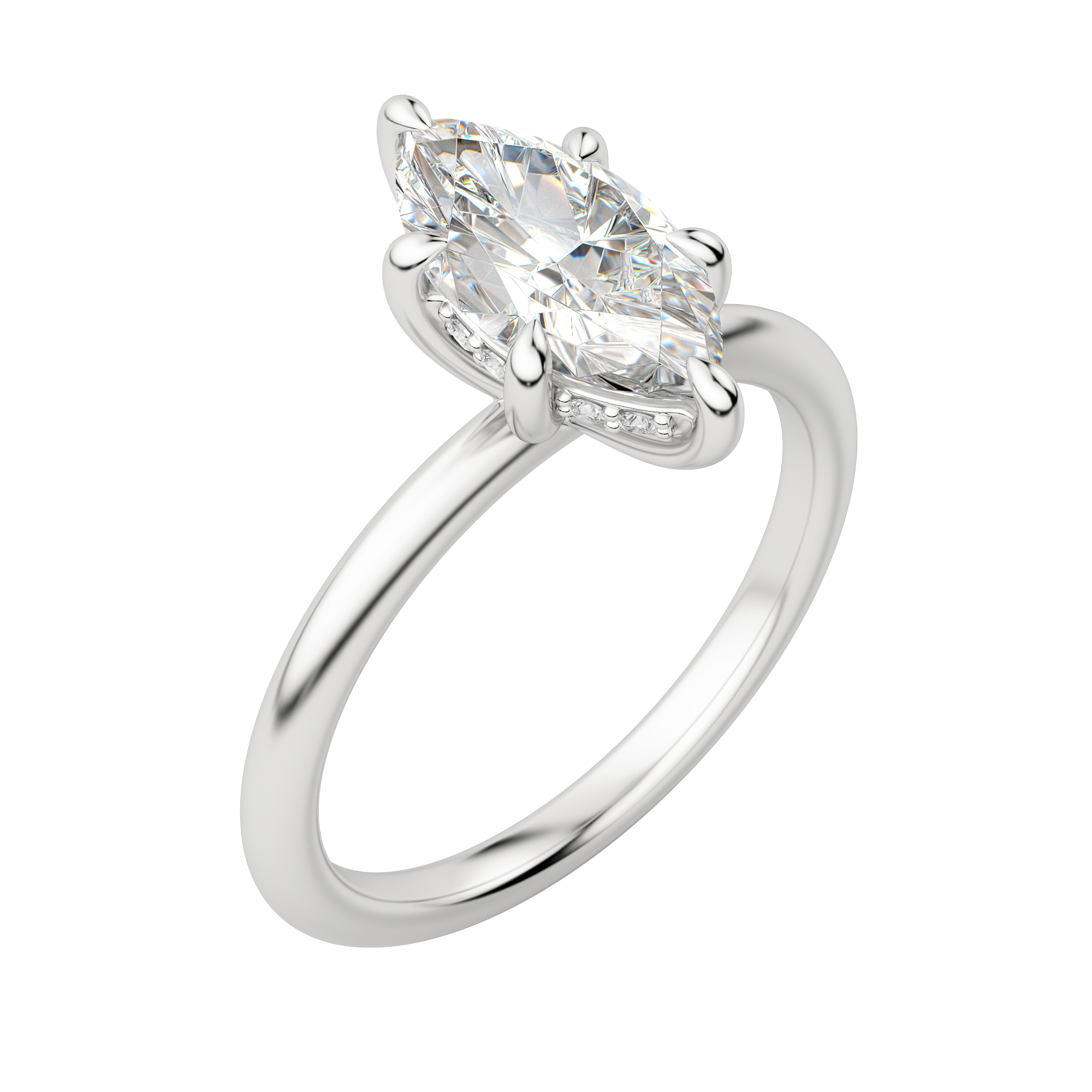 Hera Classic Marquise Cut Engagement Ring, Default, 18K White Gold, Platinum,
