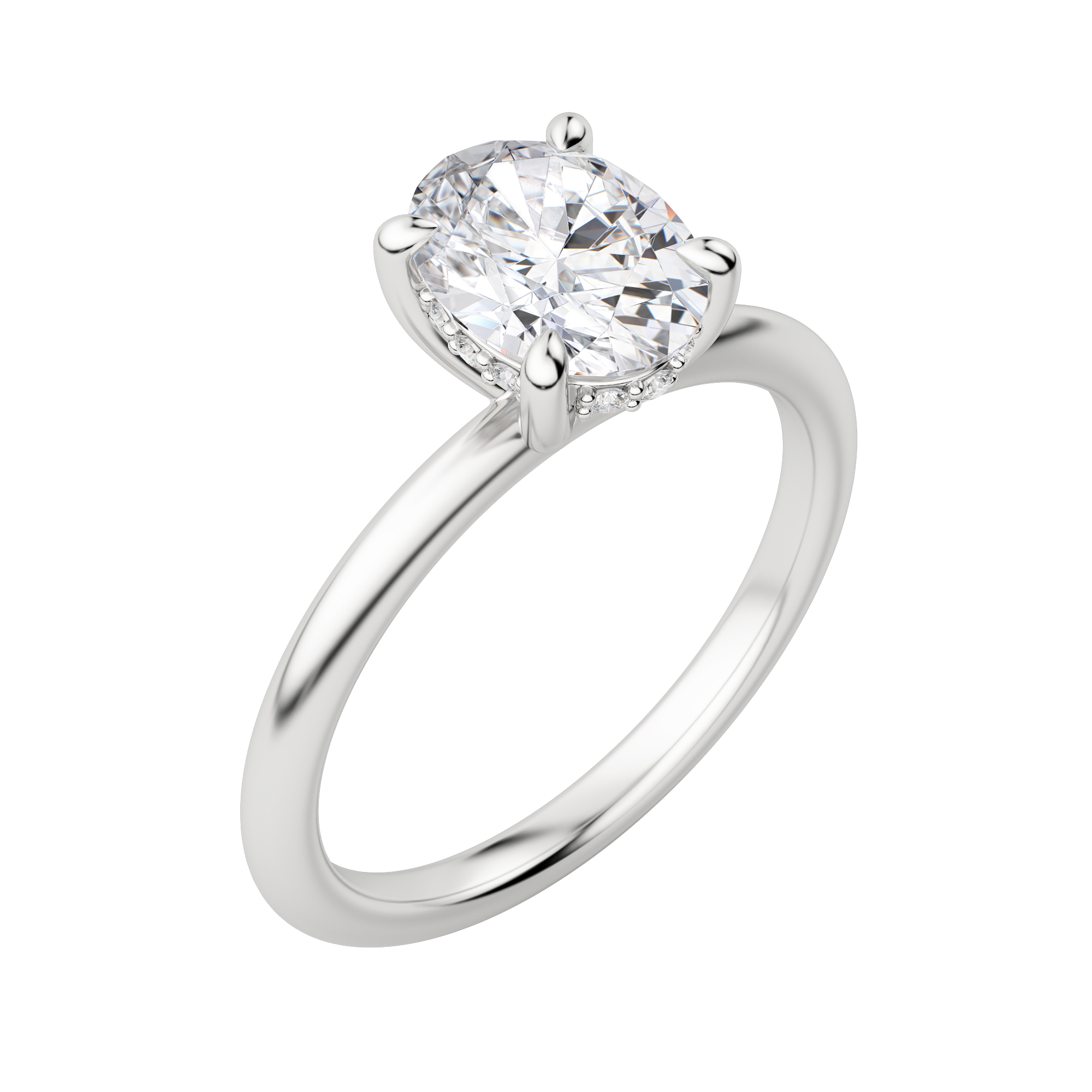 Hera Classic Oval Cut Engagement Ring, Default, 18K White Gold, Platinum,