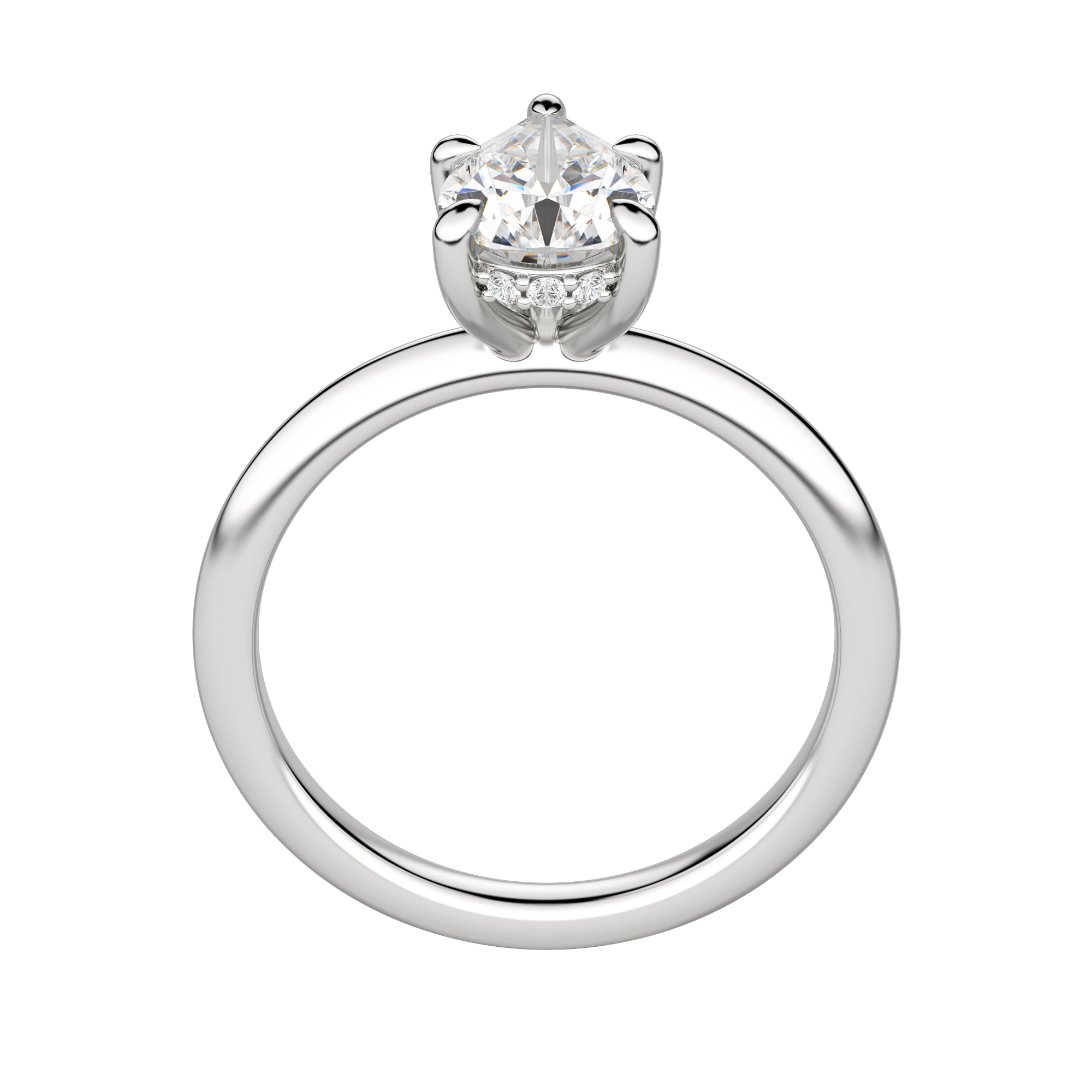 Hera Classic Pear Cut Engagement Ring, Hover, 18K White Gold, Platinum,