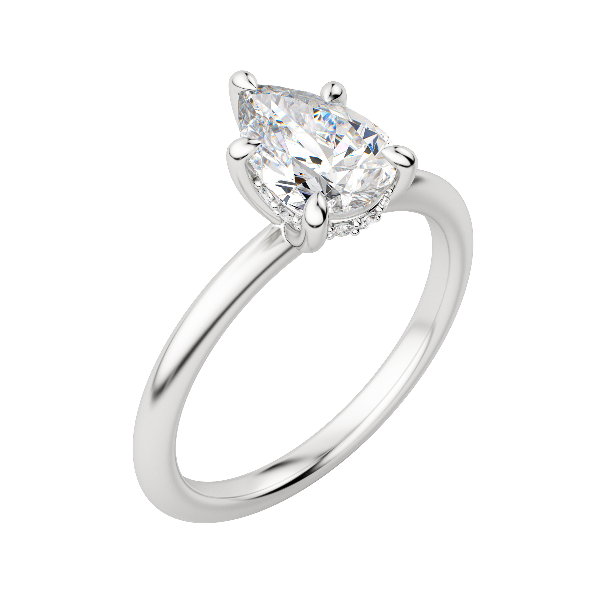 Hera Classic Pear Cut Engagement Ring, Default, 18K White Gold, Platinum,