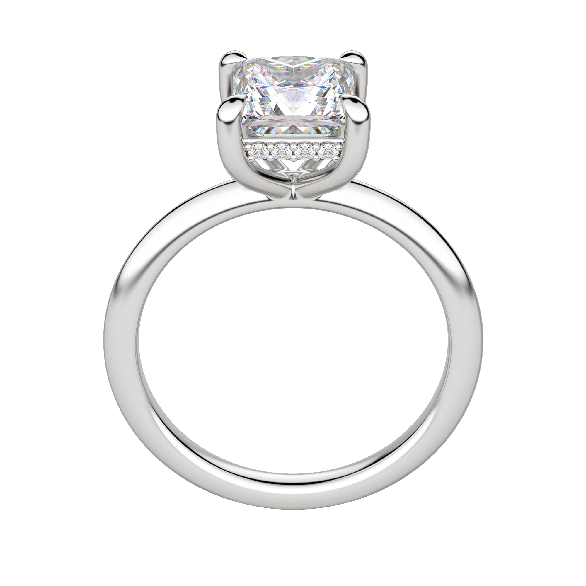Hera Classic Princess Cut Engagement Ring, Hover, 18K White Gold, Platinum,