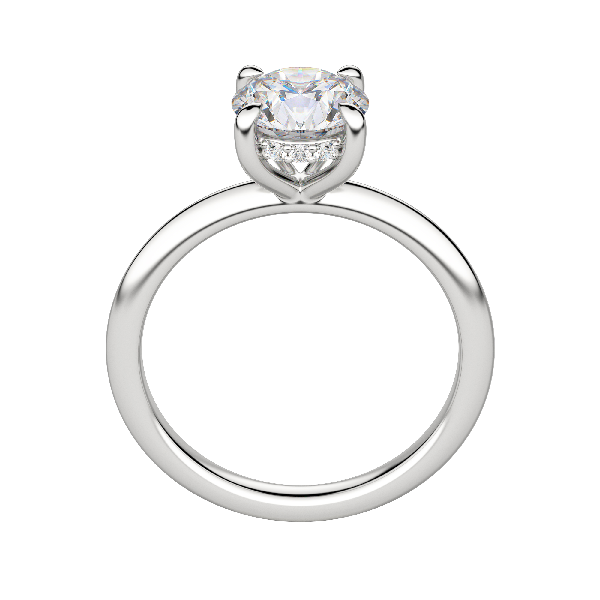 Hera Classic Round Cut Engagement Ring, Hover, 18K White Gold, Platinum,