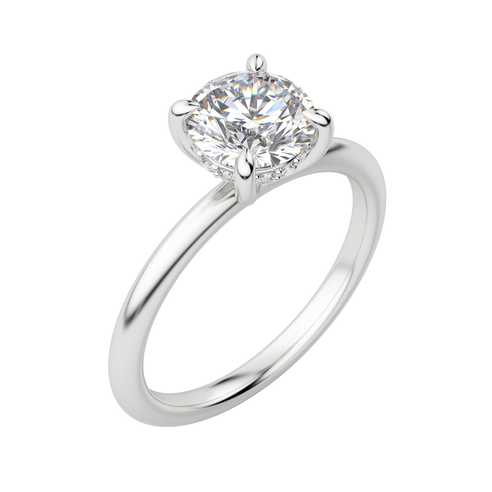 Hera Classic Round Cut Engagement Ring, Default, 18K White Gold, Platinum,