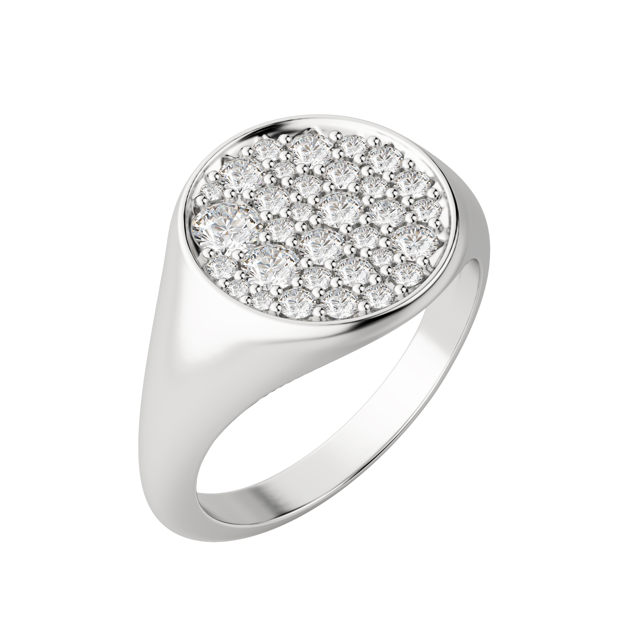 Full Moon Signet Ring, Default, 14K White Gold,
