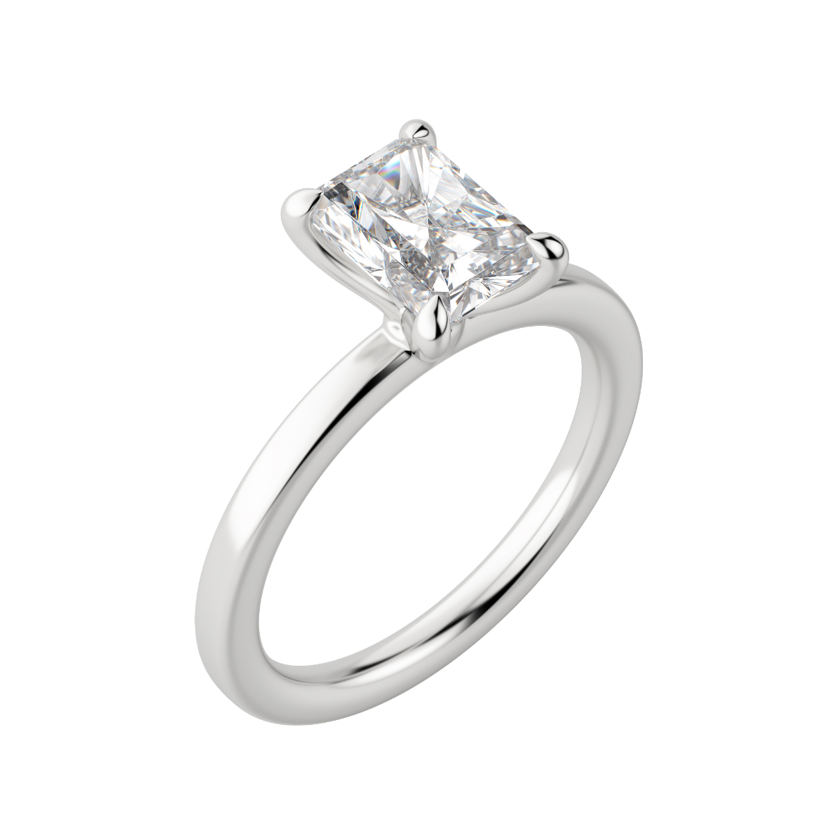 Lyre Classic Radiant Cut Engagement Ring, Default, 18k White Gold, Platinum