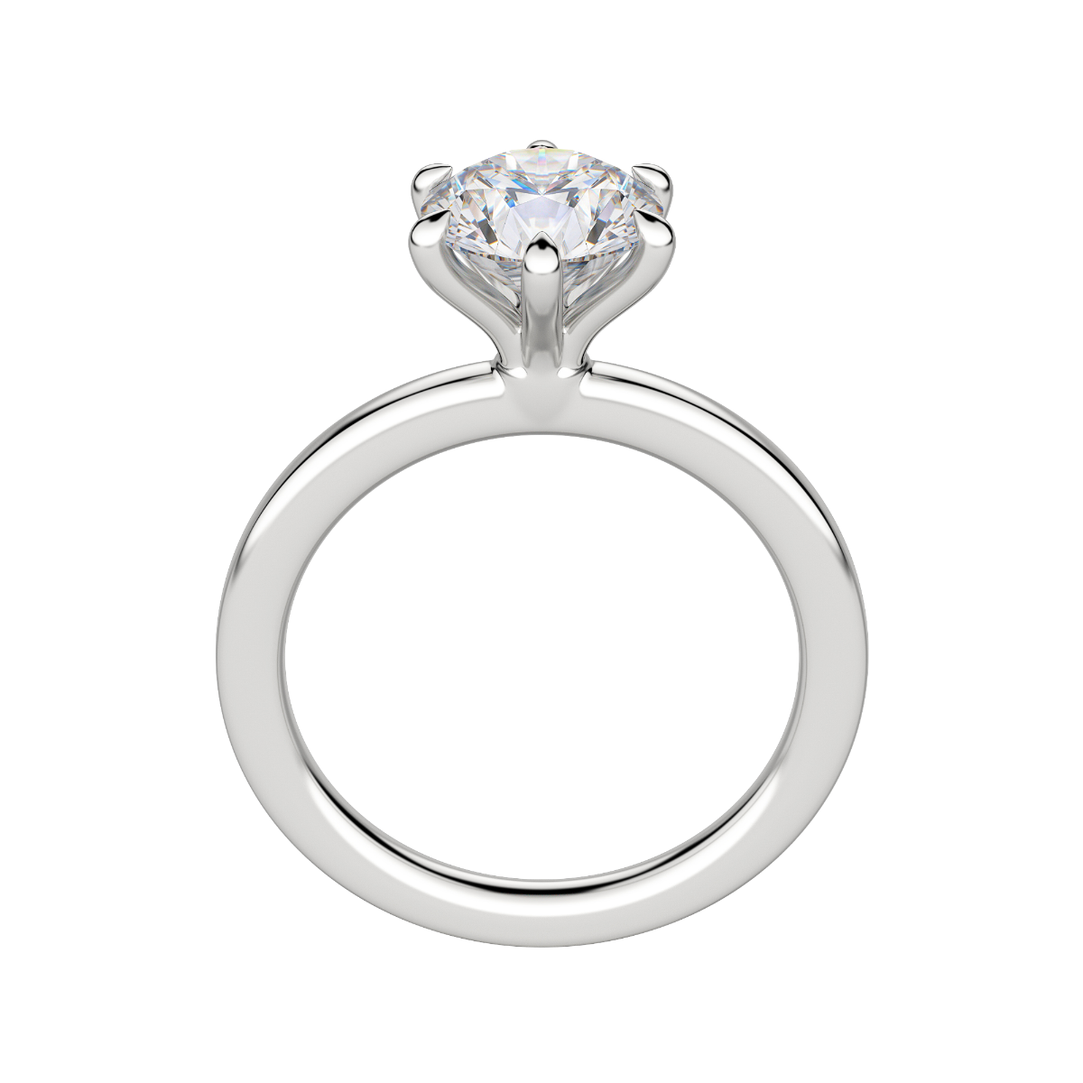 Lyre Classic Round Cut Engagement Ring, Hover, 18K White Gold, Platinum