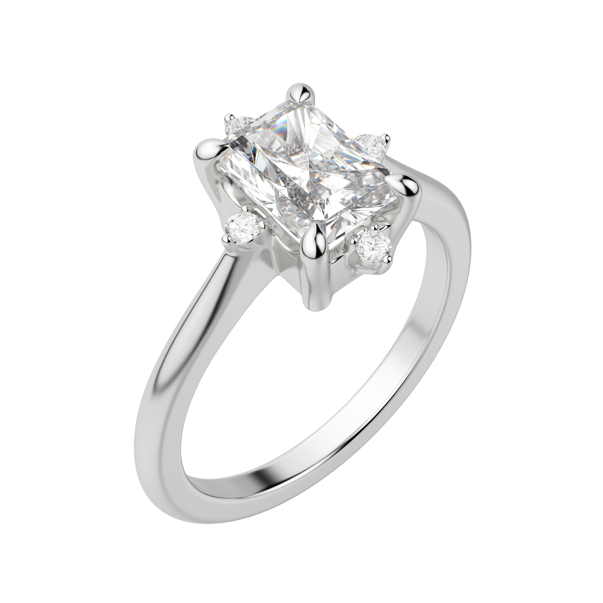 Nova Classic Radiant Cut Engagement Ring, Default, 18K White Gold, Platinum, 
