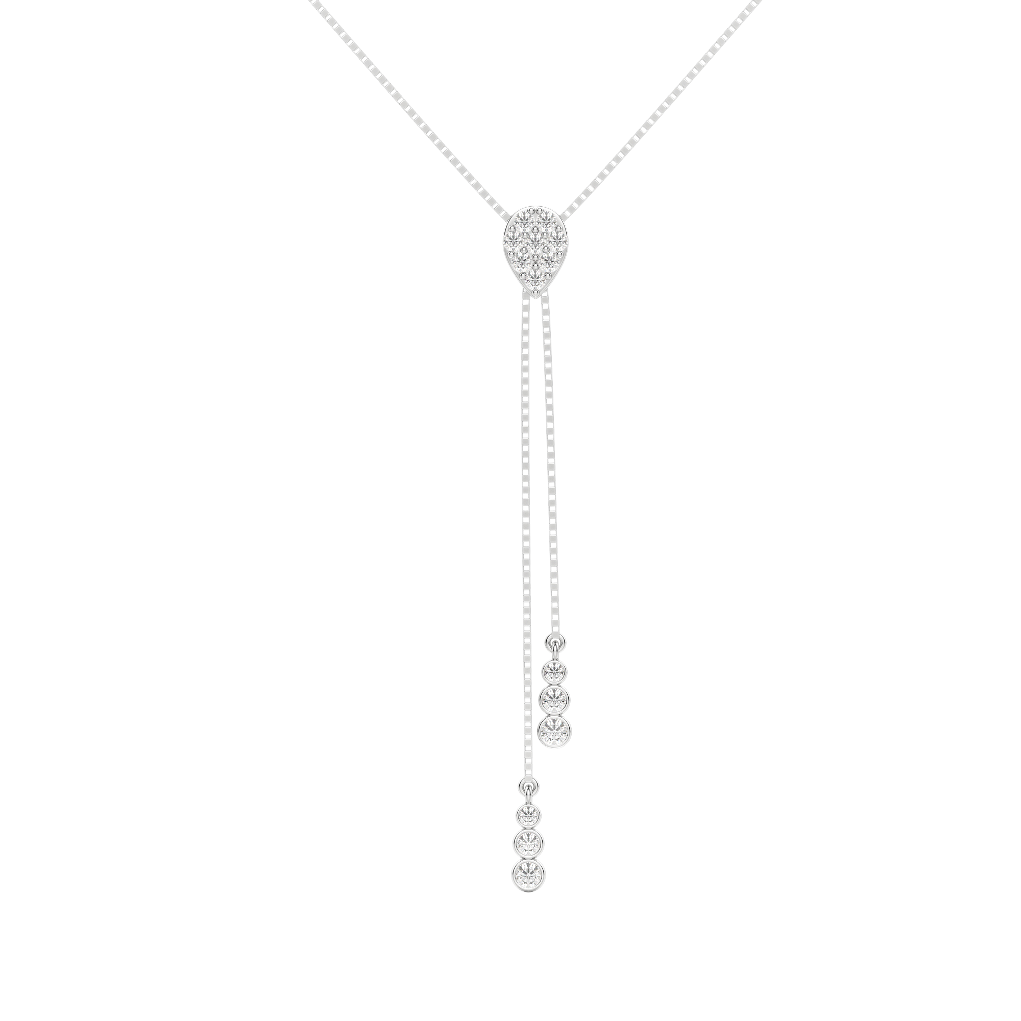 Silver Pear Cluster Lariat Necklace, Default, Sterling Silver, 