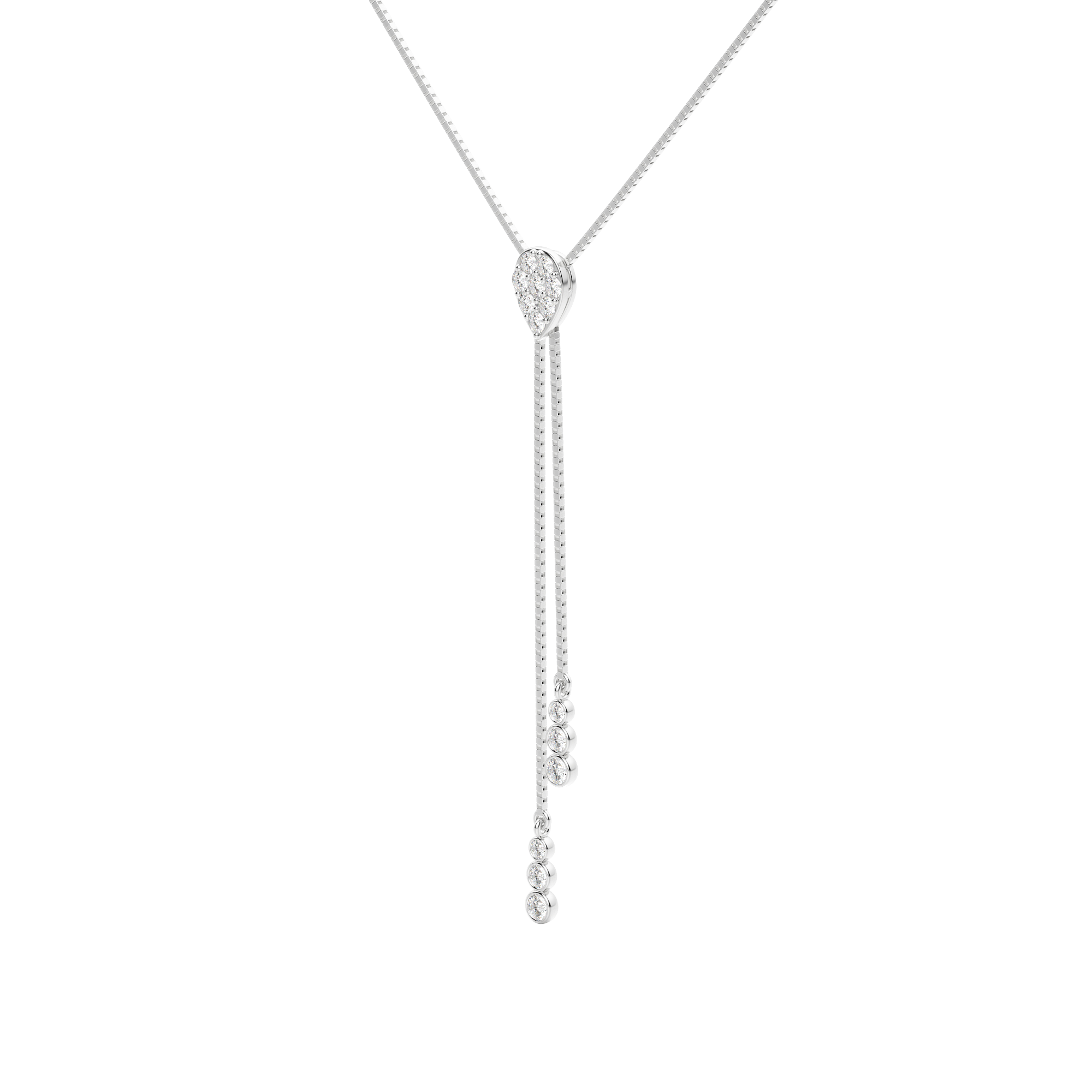 Silver Pear Cluster Lariat Necklace, Hover, Sterling Silver