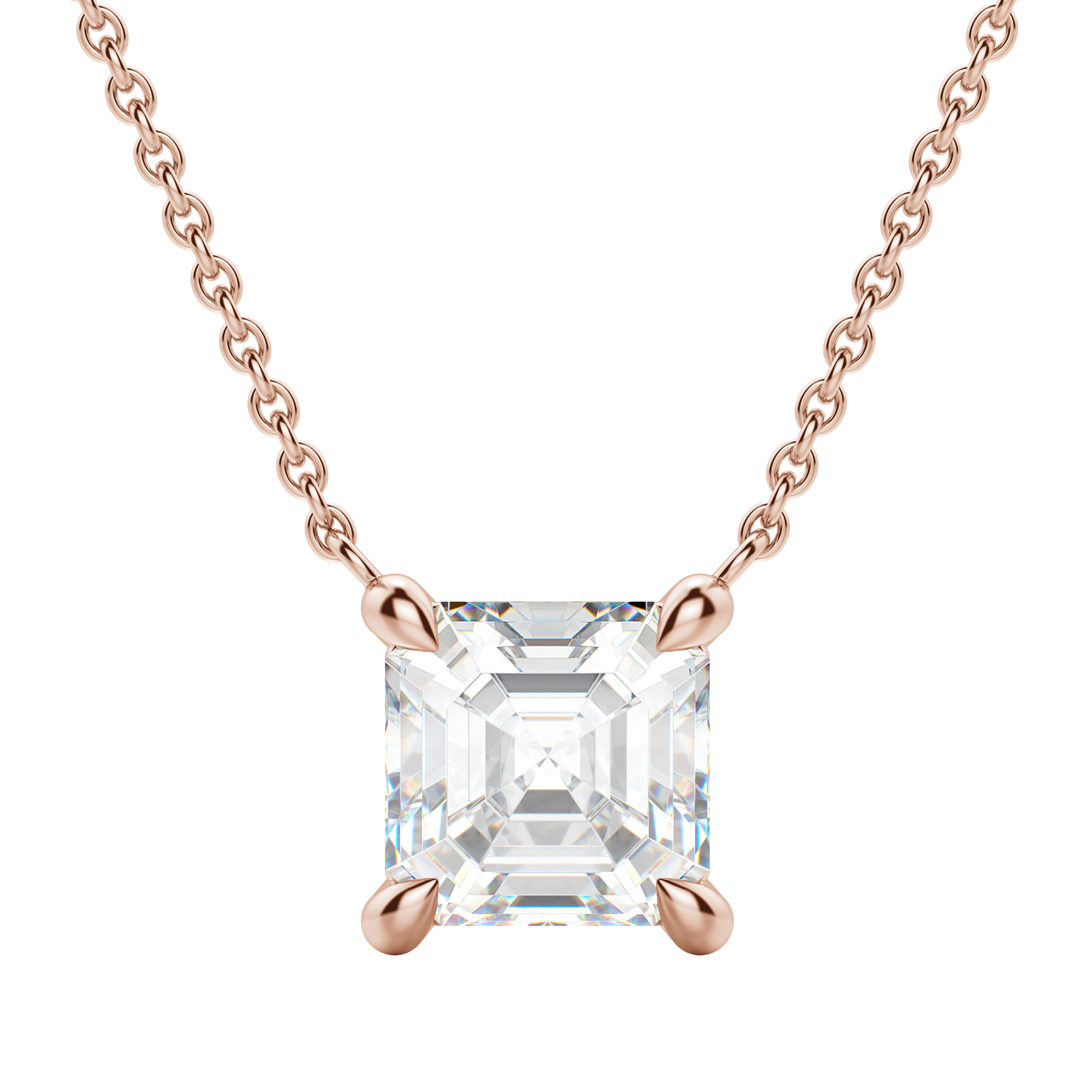 1 Carat Asscher Cut Pendant Diamond Necklace In Platinum