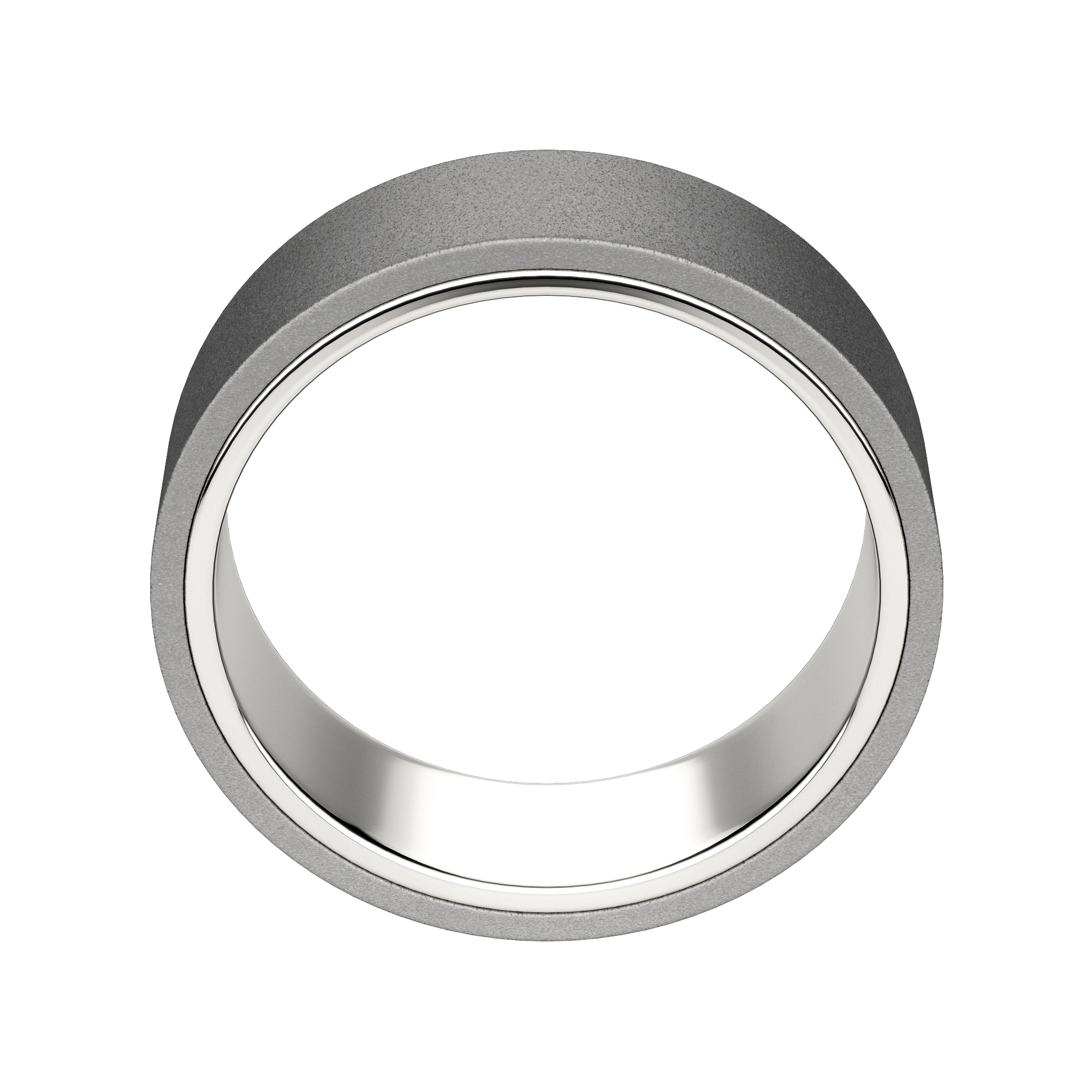 Grey Flat Sanded Wedding Band, White Tungsten, Hover
