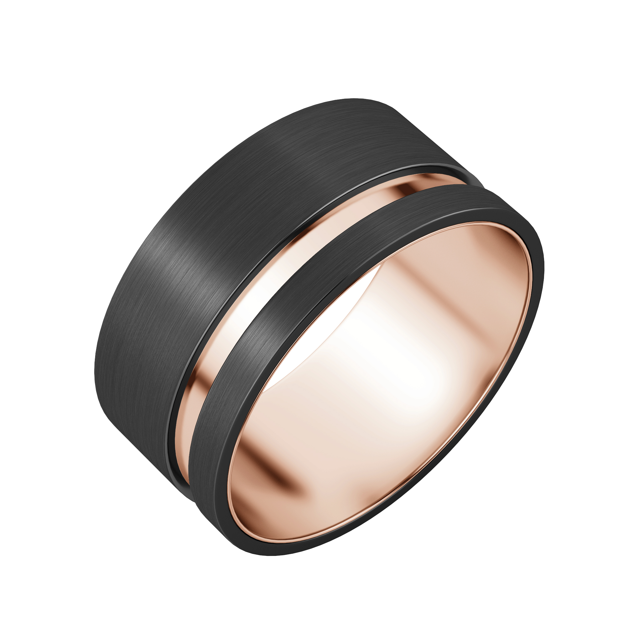 Obsidian Grooved Wedding Band, Rose Tungsten, Default