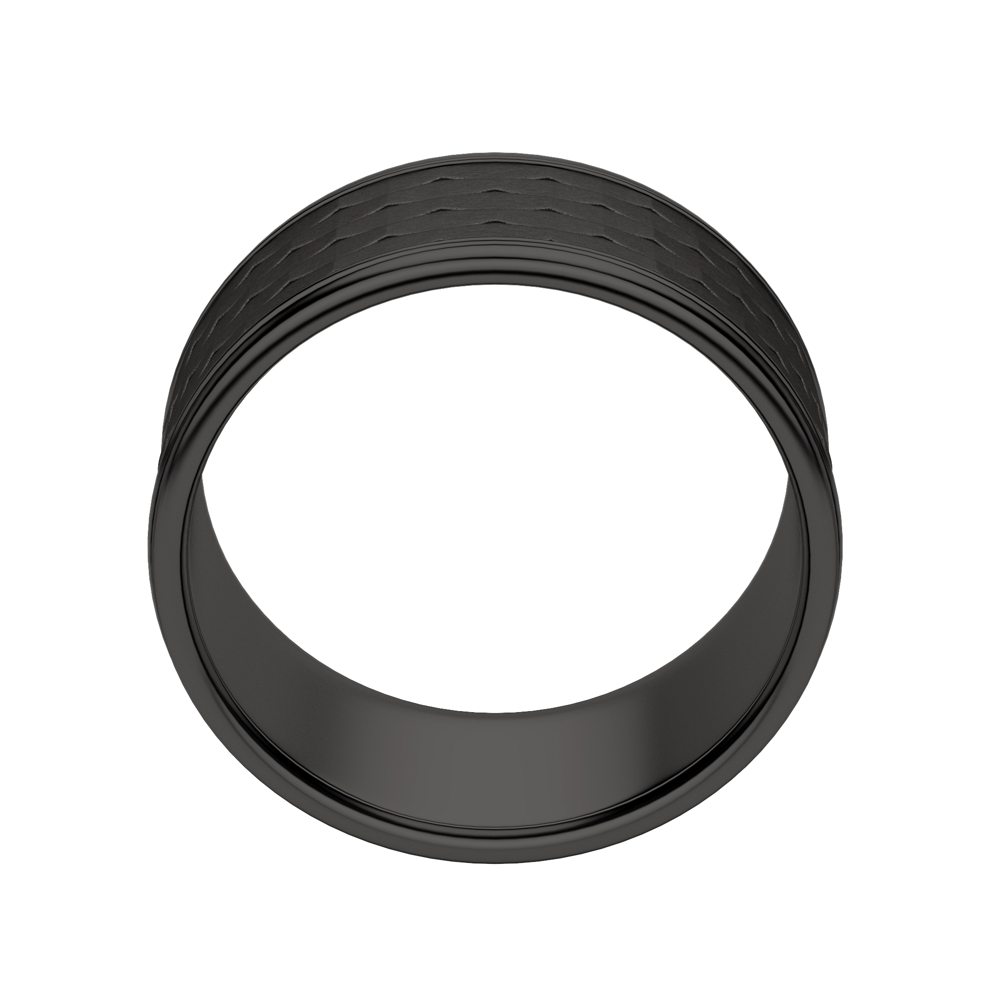 Obsidian Hammered Wedding Band, Tungsten, Hover