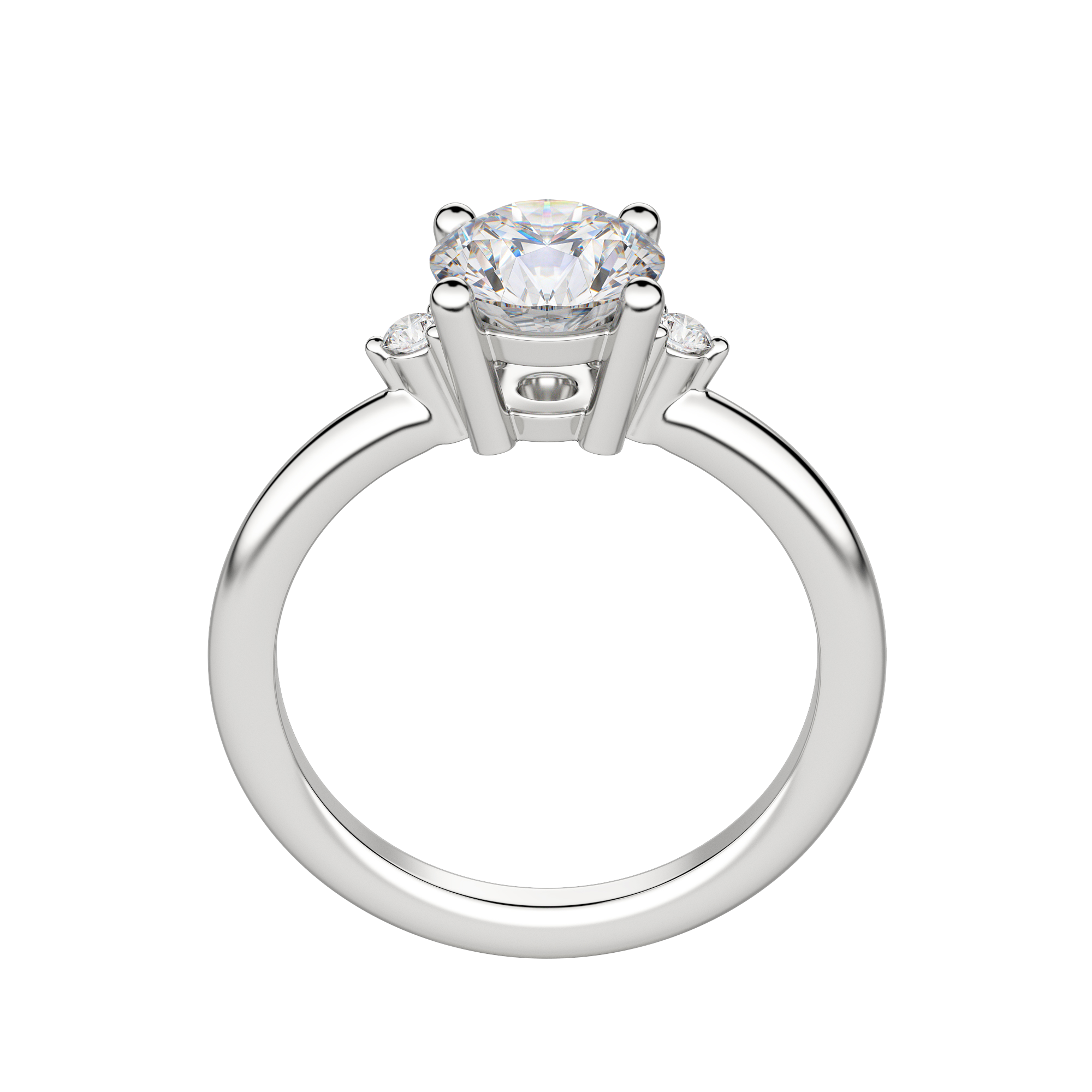 Zara Round Cut Engagement Ring, Hover, 18K White Gold, Platinum, 