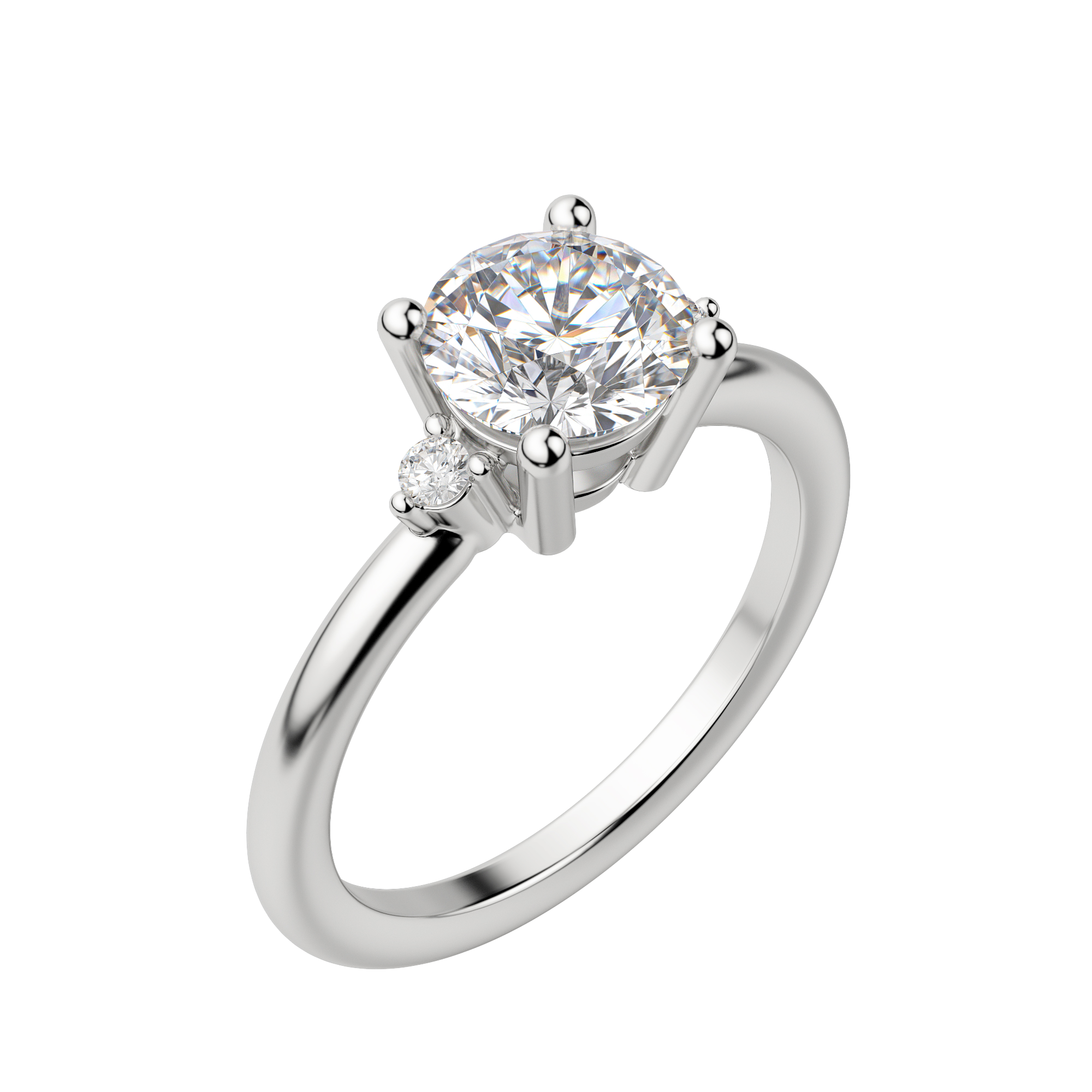 Zara Round Cut Engagement Ring, Default, 18K White Gold, Platinum, 