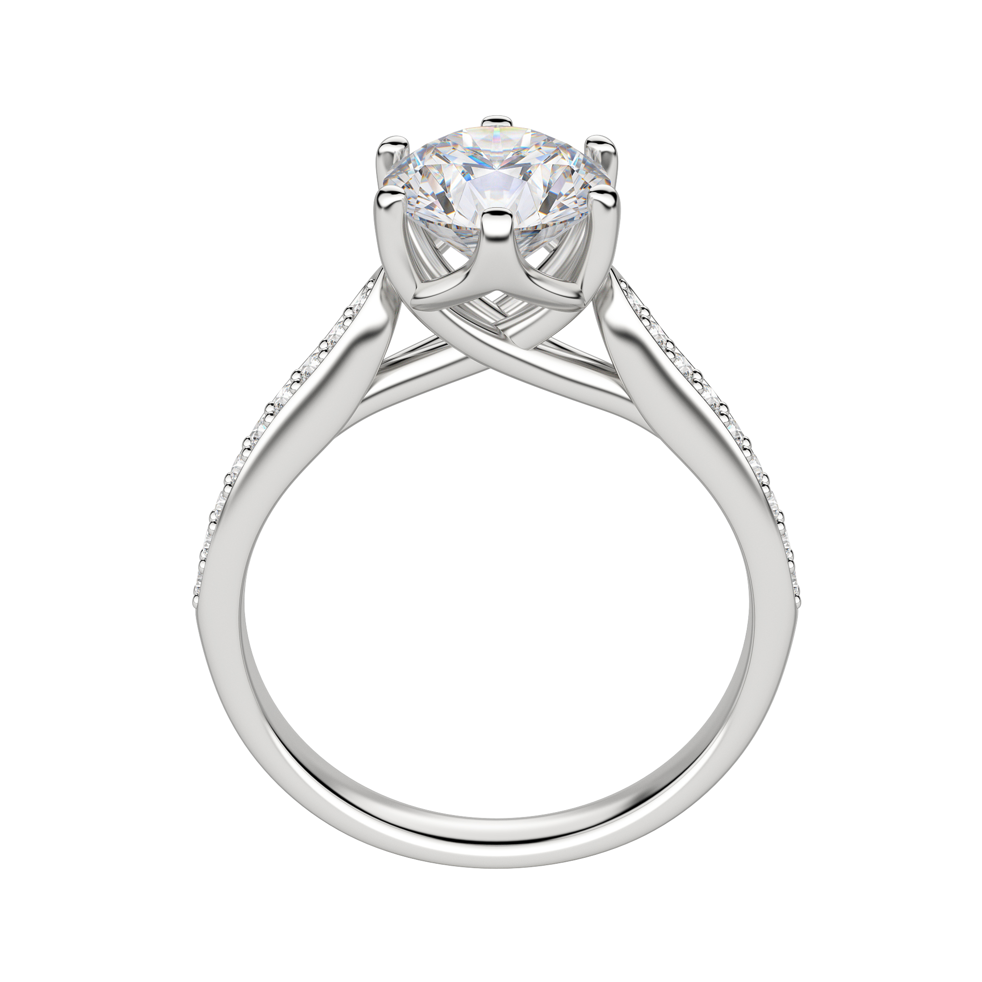 Edit Accented Round Cut Engagement Ring, Platinum, 18K White Gold, Hover, 