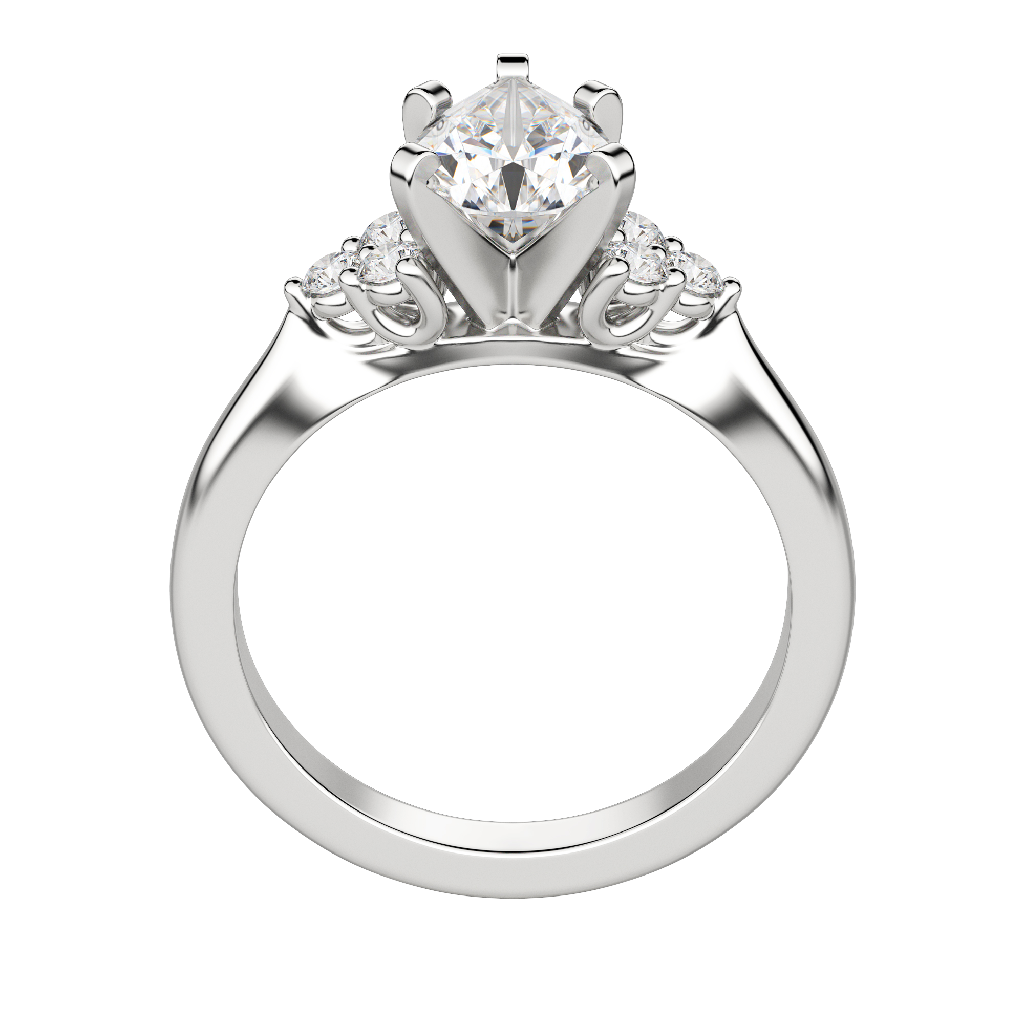 Calm Pear Cut Engagement Ring, Platinum, 18K White Gold, Hover, 