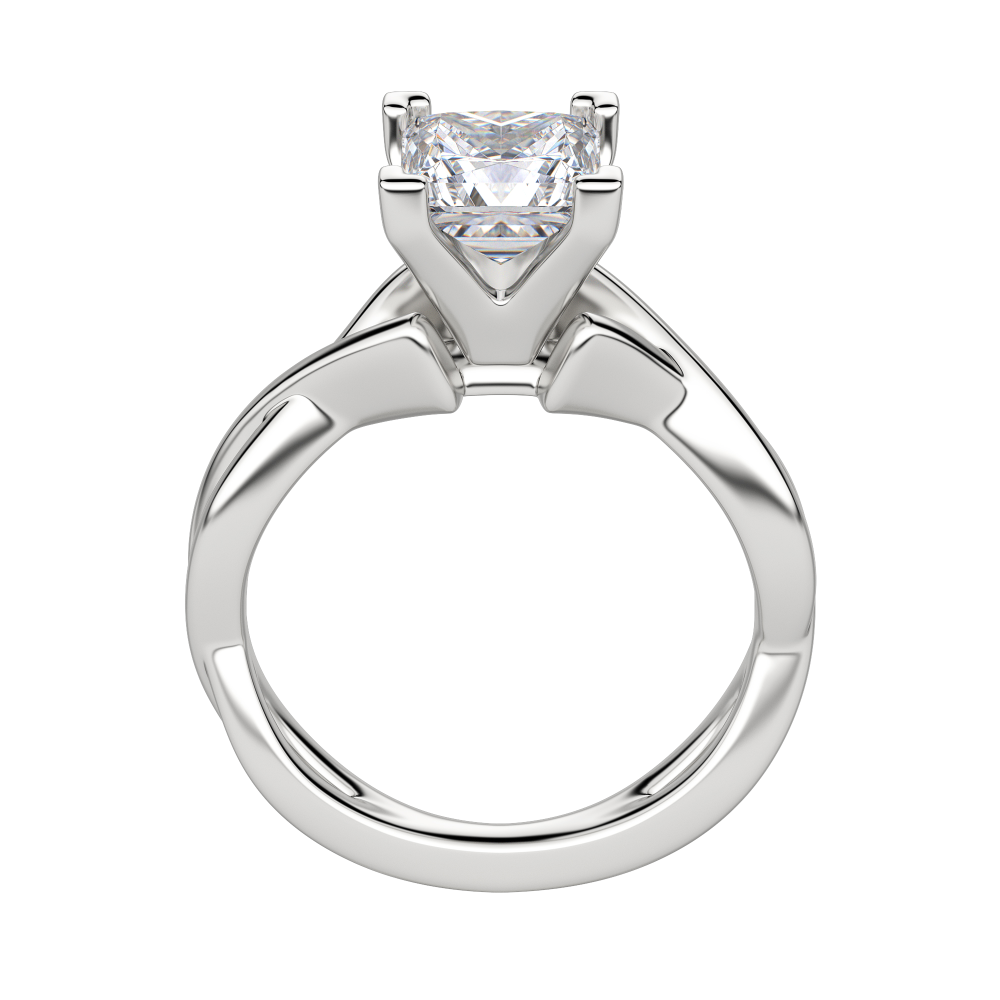 Chic Classic Princess Cut Engagement Ring, Platinum, 18K White Gold, Hover, 