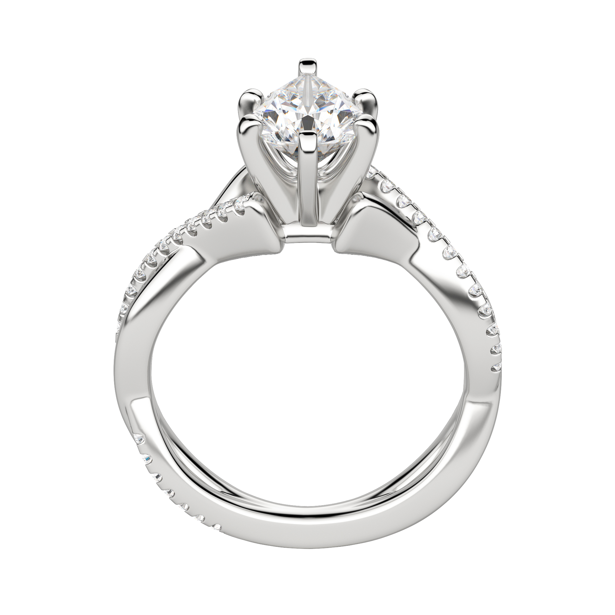 Chic Accented Pear Cut Engagement Ring, Platinum, 18K White Gold, Hover, 