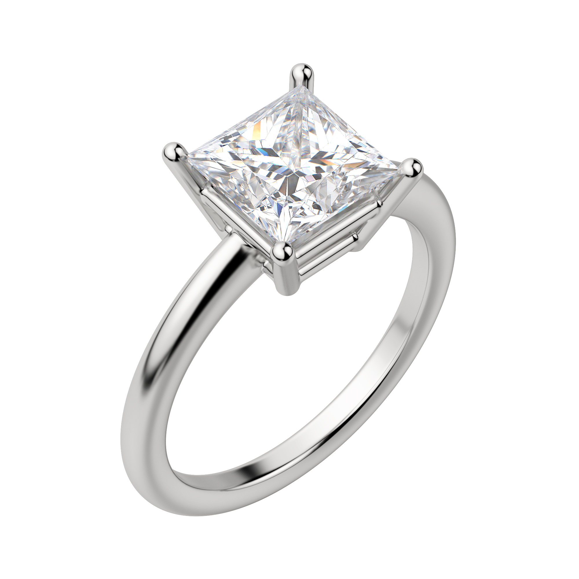 Eave Classic Princess Cut Engagement Ring, Default, 18K White Gold, Platinum,