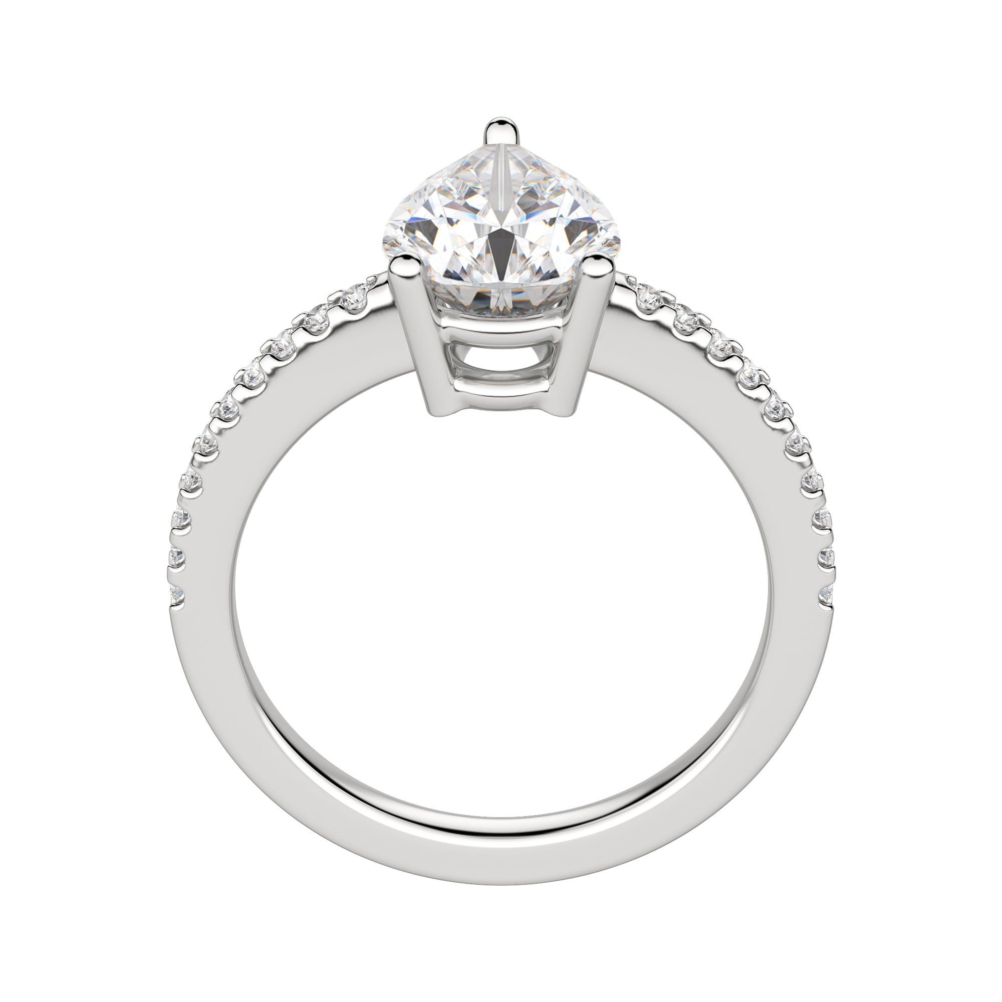 Eave Accented Pear Cut Engagement Ring, 18K White Gold, Platinum, Hover, 