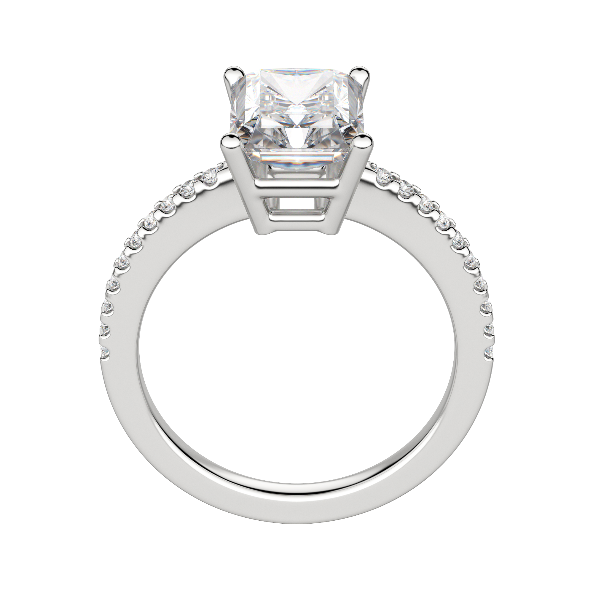 Eave Accented Radiant Cut Engagement Ring, 18K White Gold, Platinum, Hover, 