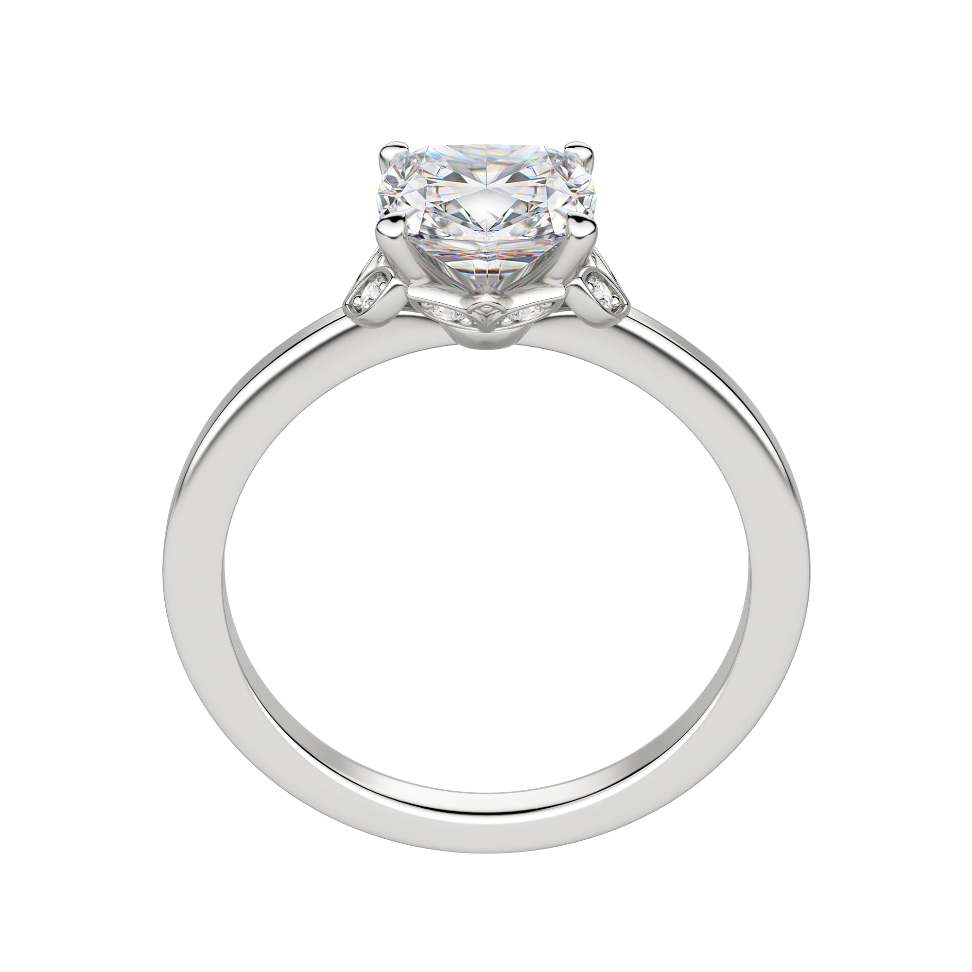 Eden Cushion Cut Engagement Ring, 18K White Gold, Platinum, Hover, 