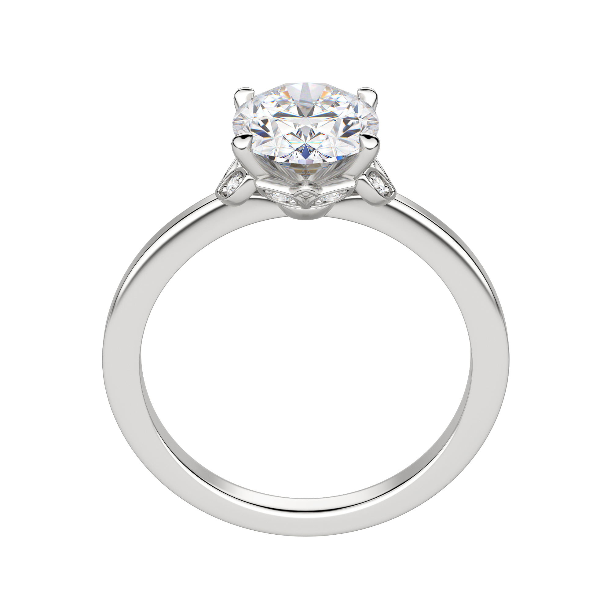 Eden Oval Cut Engagement Ring, 18K White Gold, Hover, Platinum, 