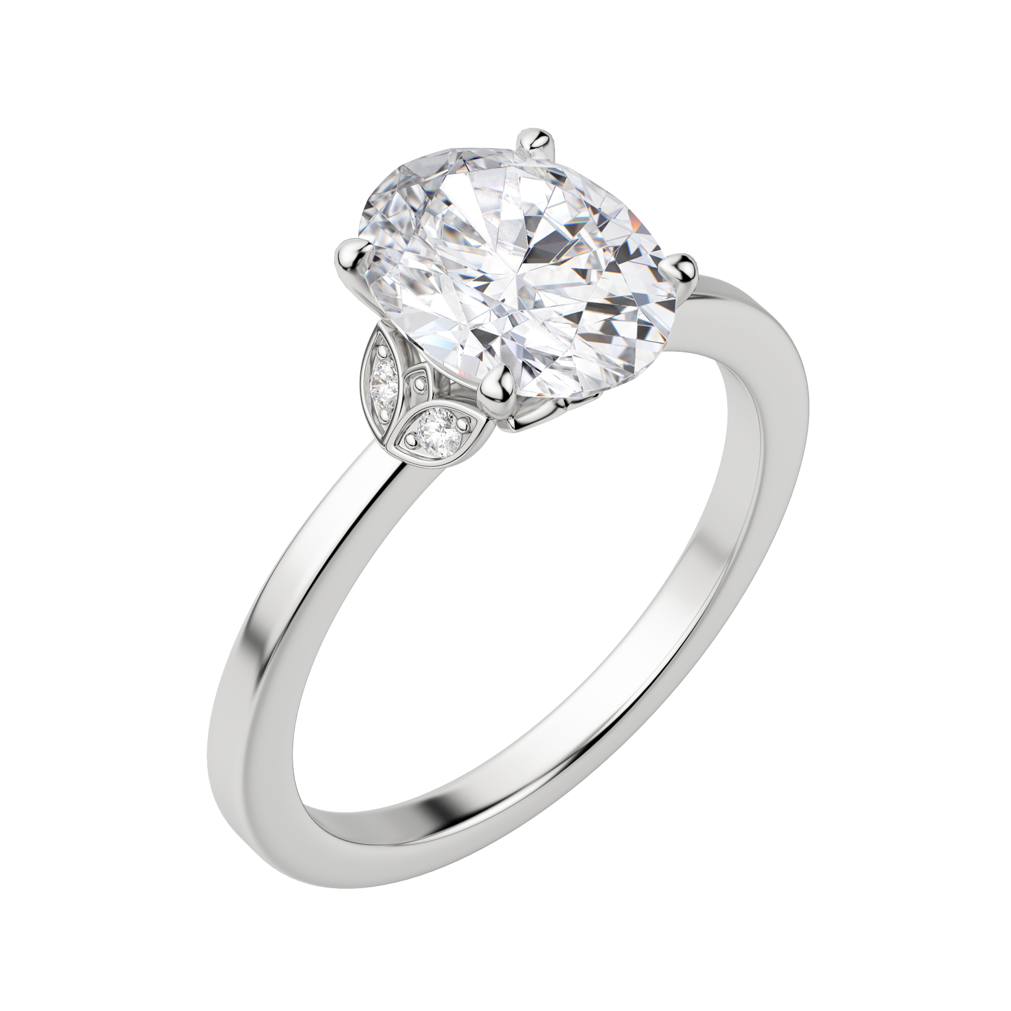 Eden Oval Cut Engagement Ring, 18K White Gold, Default, Platinum, 