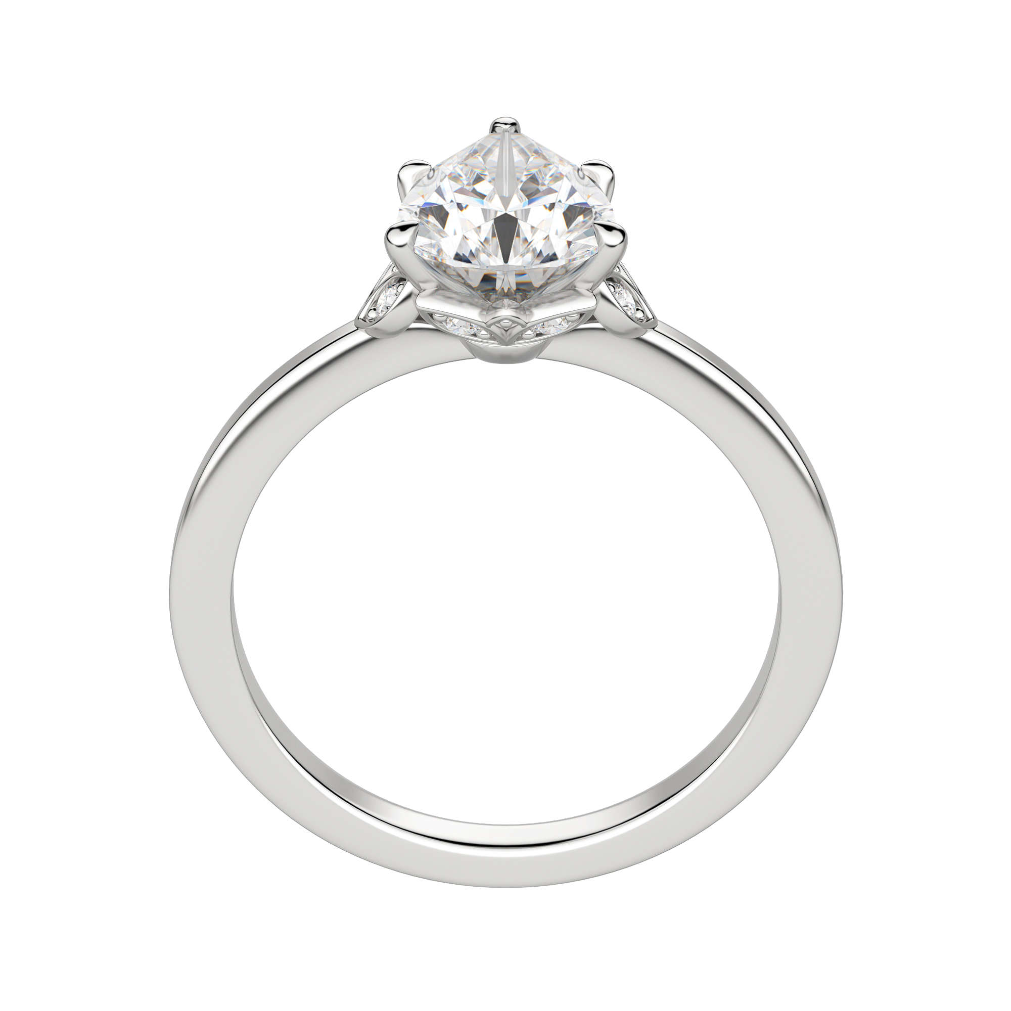 Eden Pear Cut Engagement Ring, Hover, 18K White Gold, Platinum,