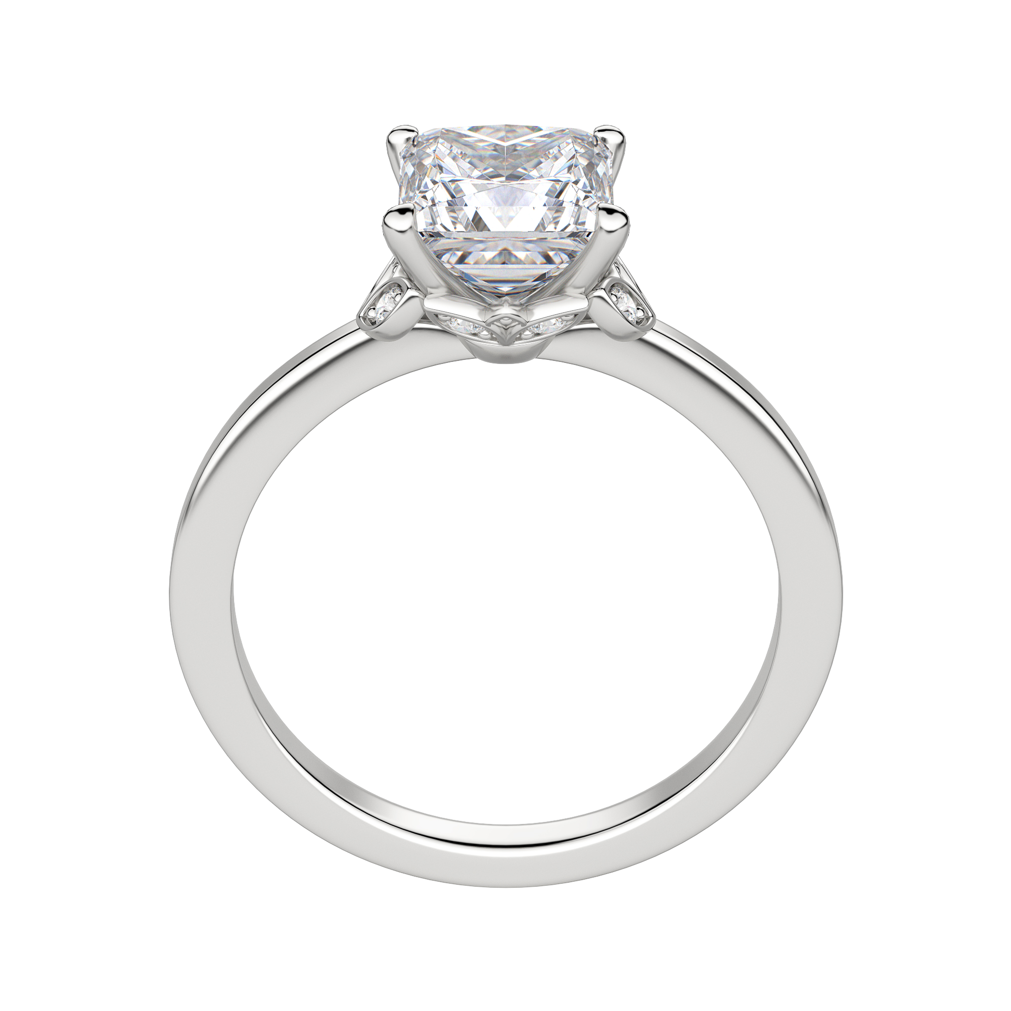 Eden Princess Cut Engagement Ring, 18K White Gold, Platinum, Hover, 