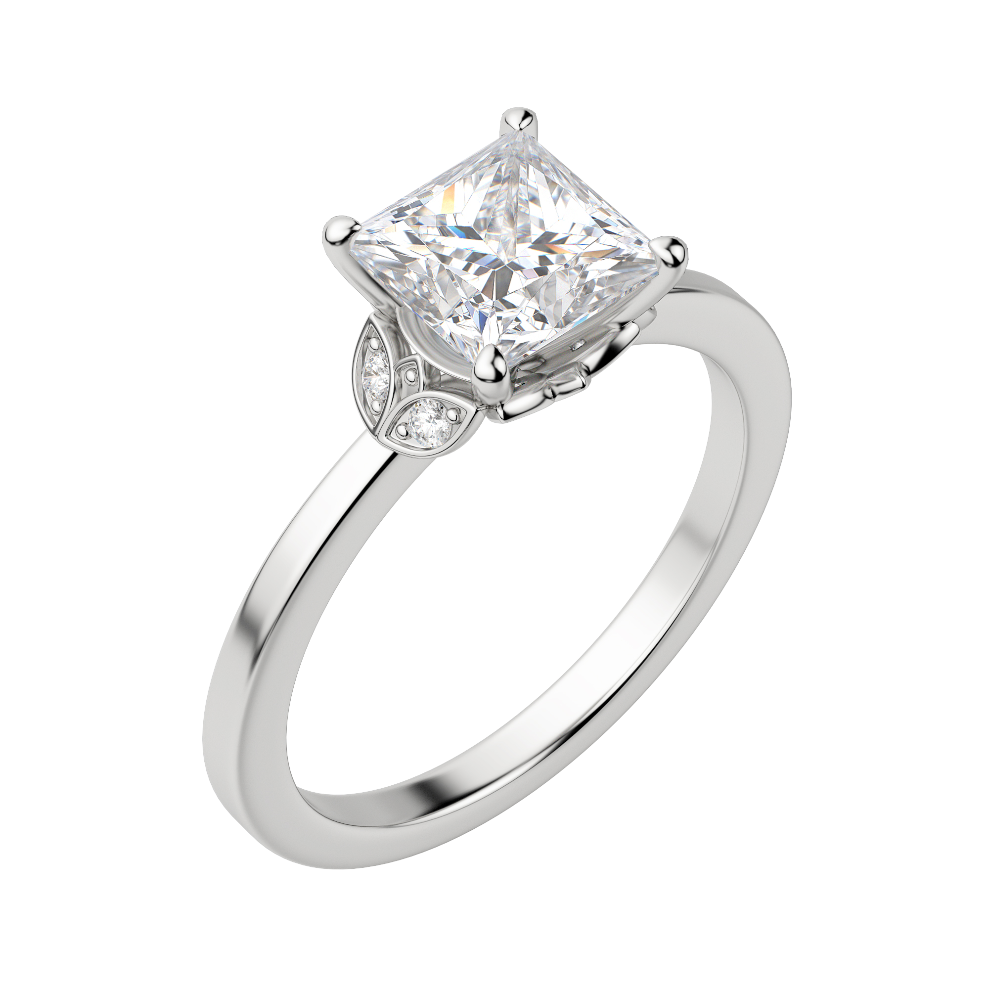 Eden Princess Cut Engagement Ring, Default, 18K White Gold, Platinum,\r
