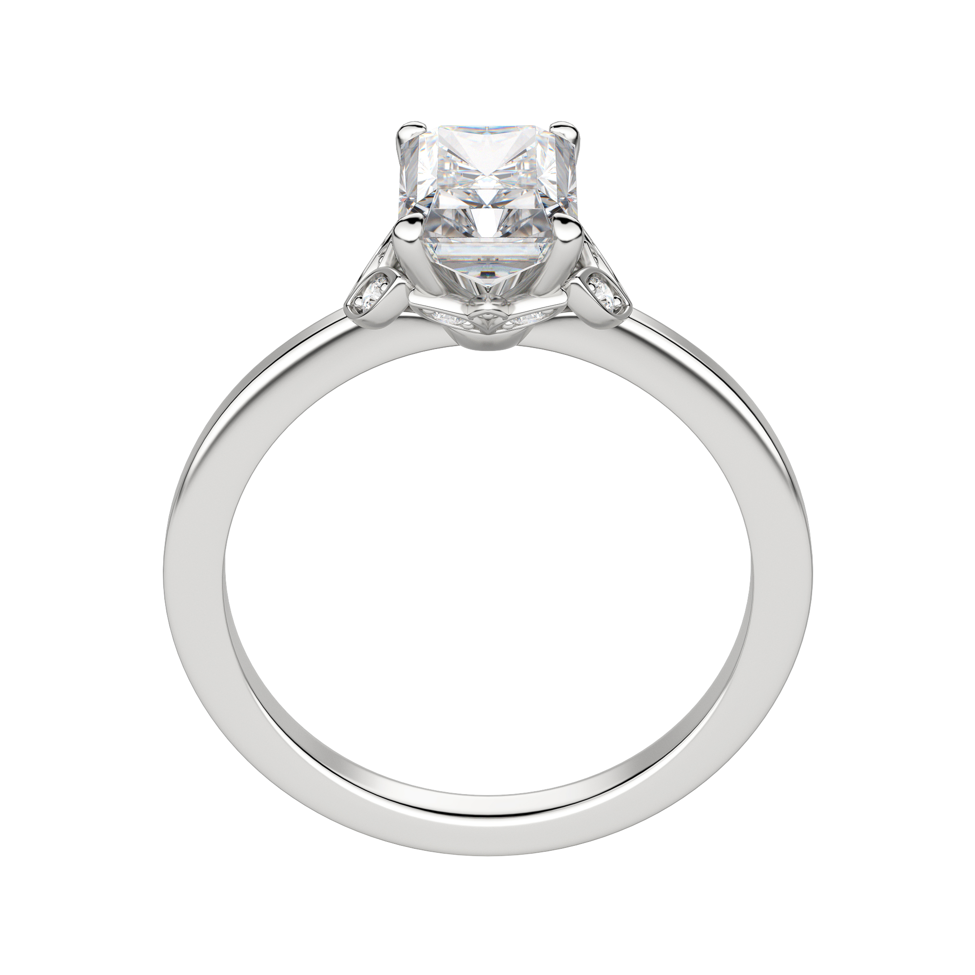 Eden Radiant Cut Engagement Ring, 18K White Gold, Platinum, Hover, 