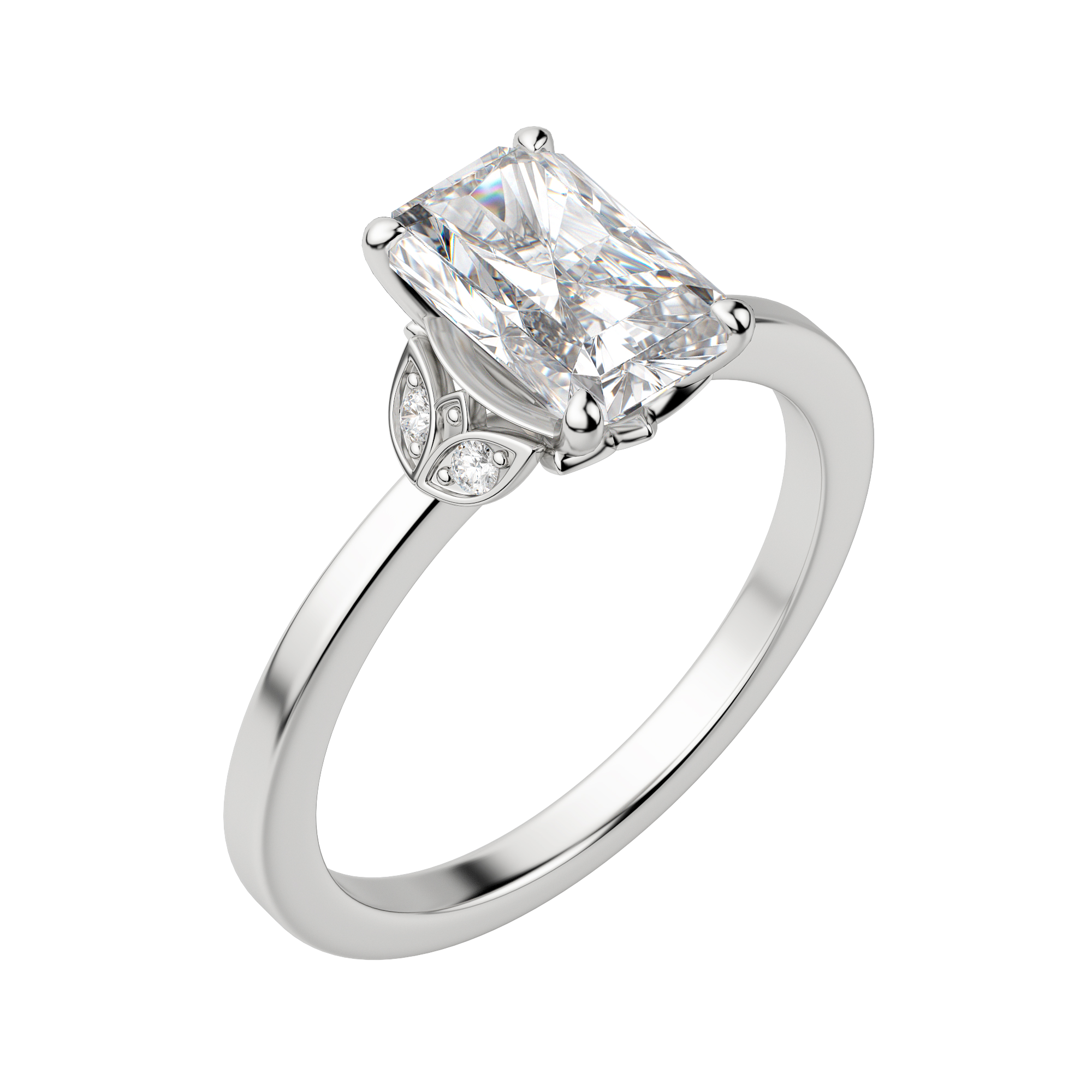 Eden Radiant Cut Engagement Ring, 18K White Gold, Platinum, Default