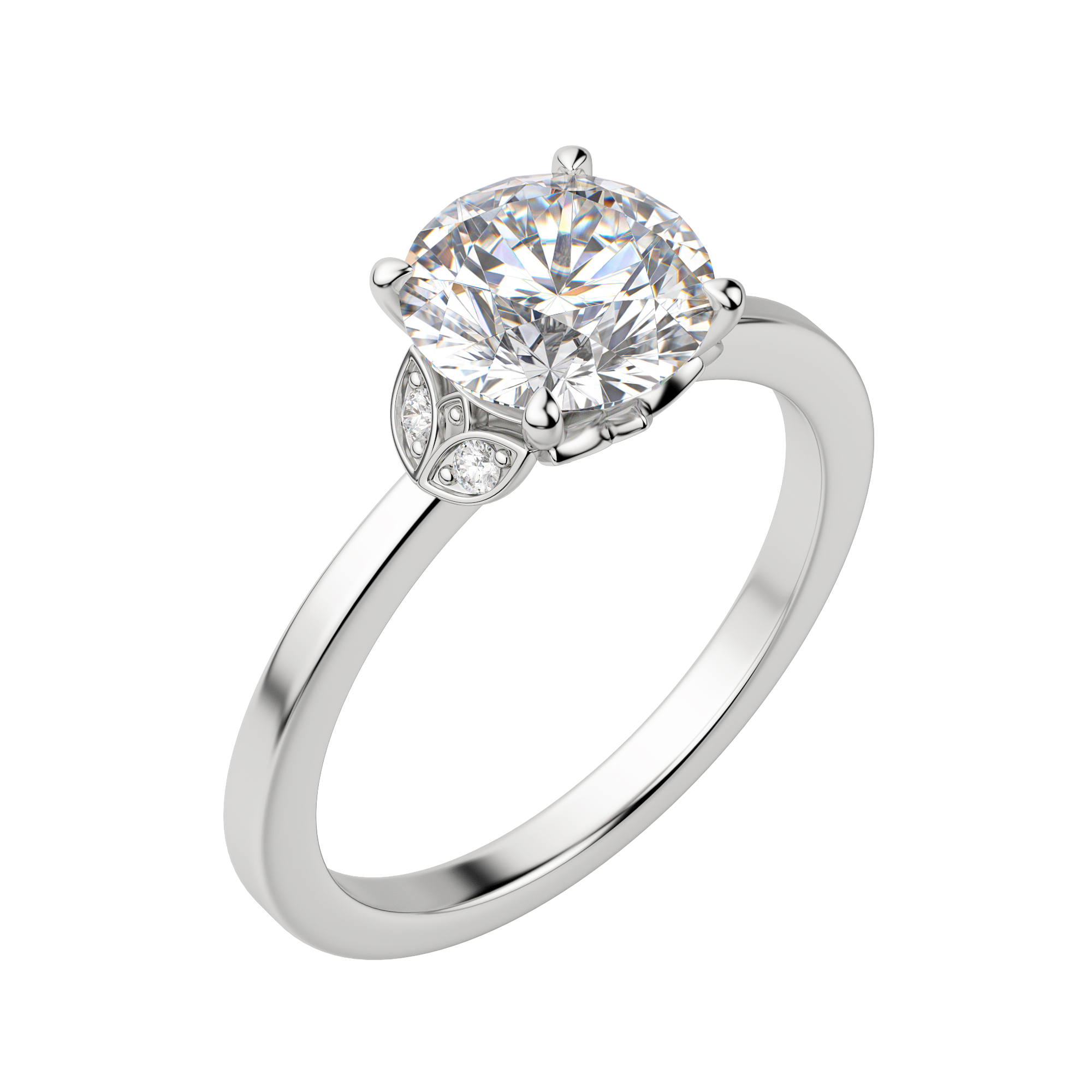 Eden Round Cut Engagement Ring, Default, 18K White Gold, Platinum,\r
