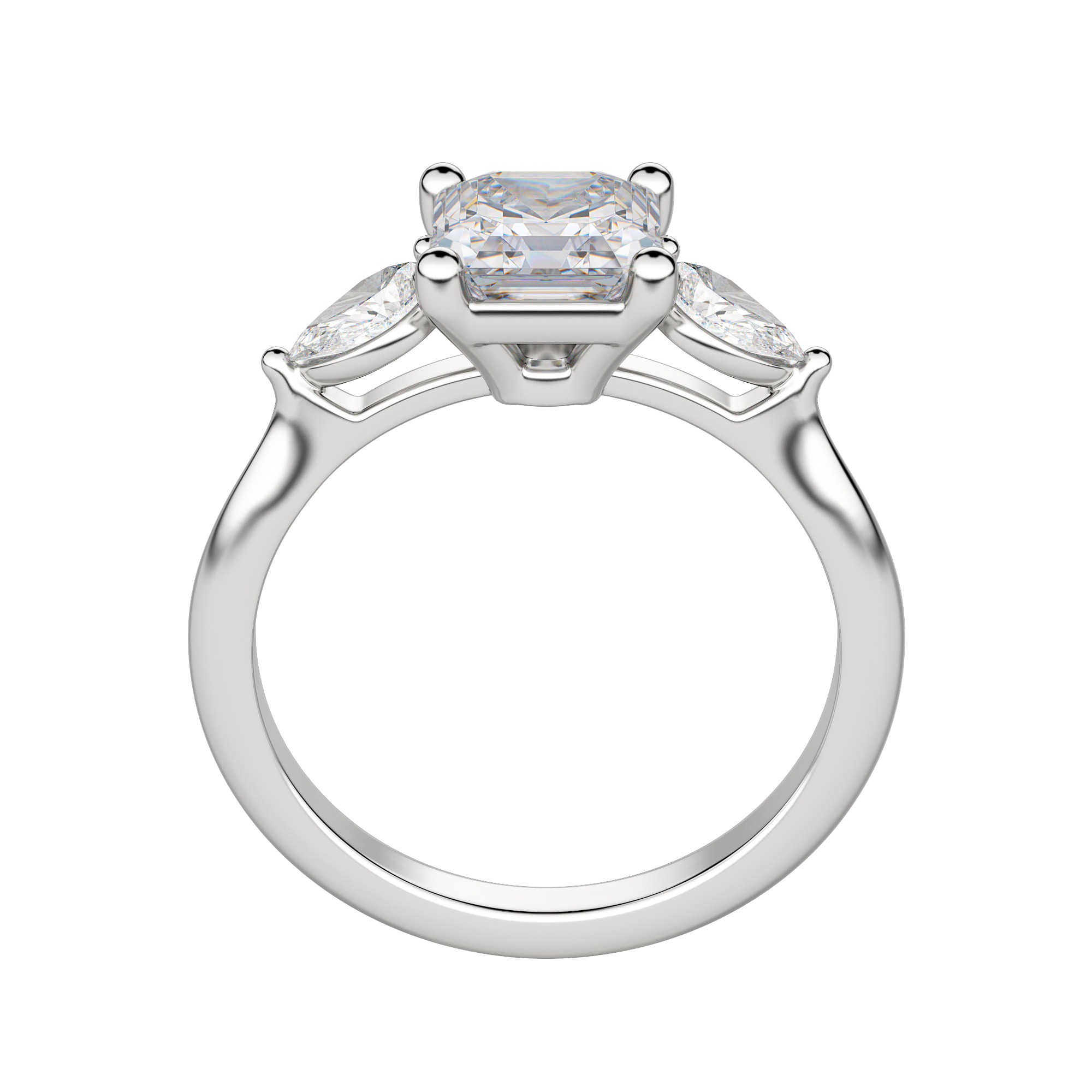 Lily Classic Asscher Cut Engagement Ring, Hover, Platinum, 18K White Gold, 