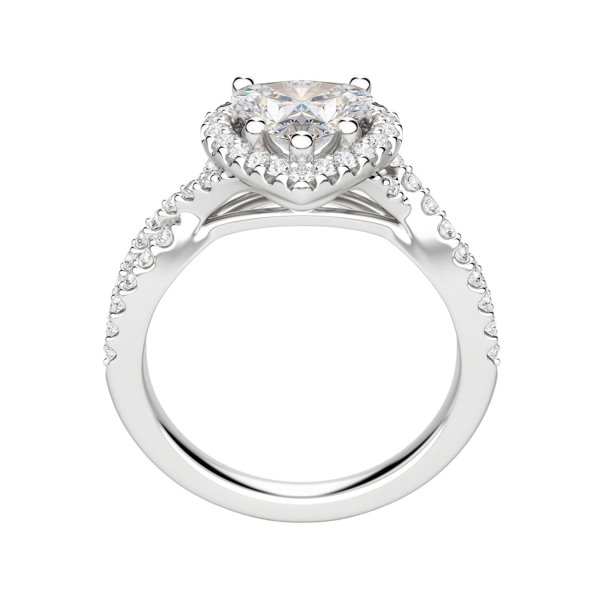 Lush Heart Cut Engagement Ring, 18K White Gold, Platinum, Hover, 