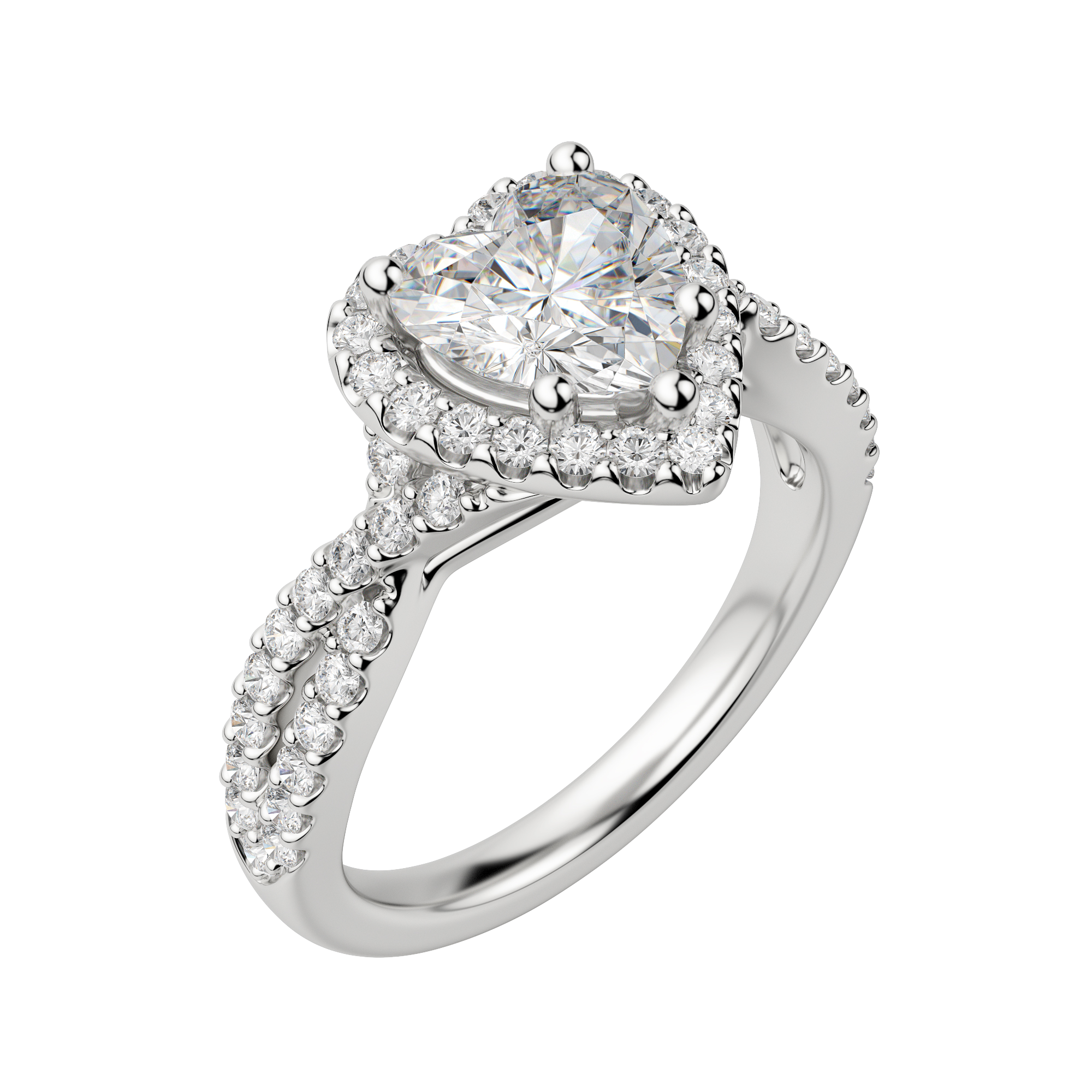 Lush Heart Cut Engagement Ring, Default, 18K White Gold, Platinum,\r
