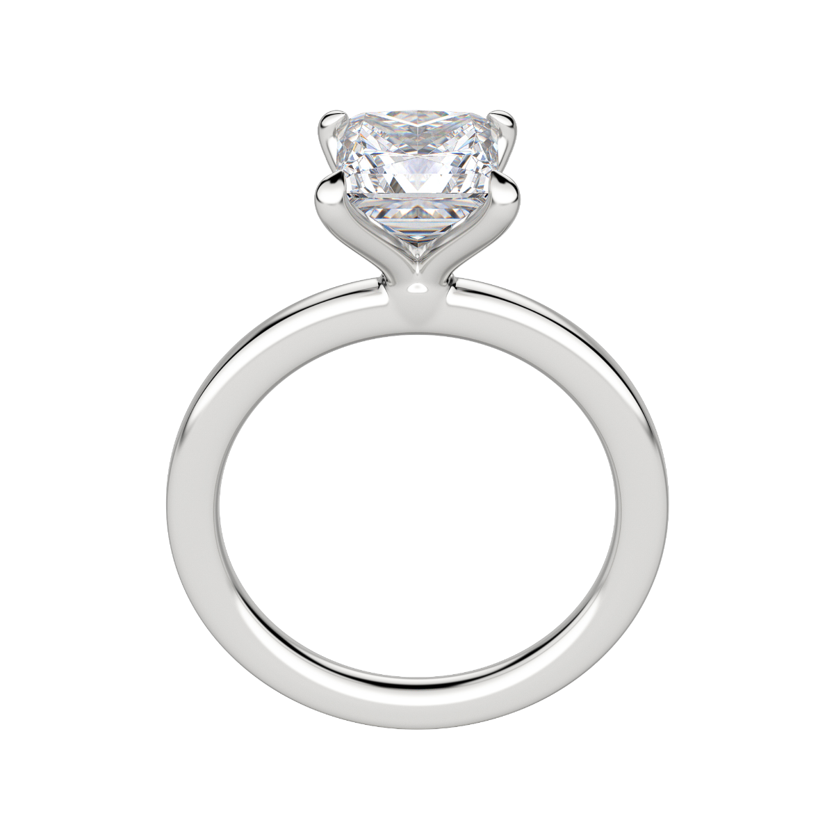 Lyre Classic Princess Cut Engagement Ring, Hover, 18K White Gold, Platinum