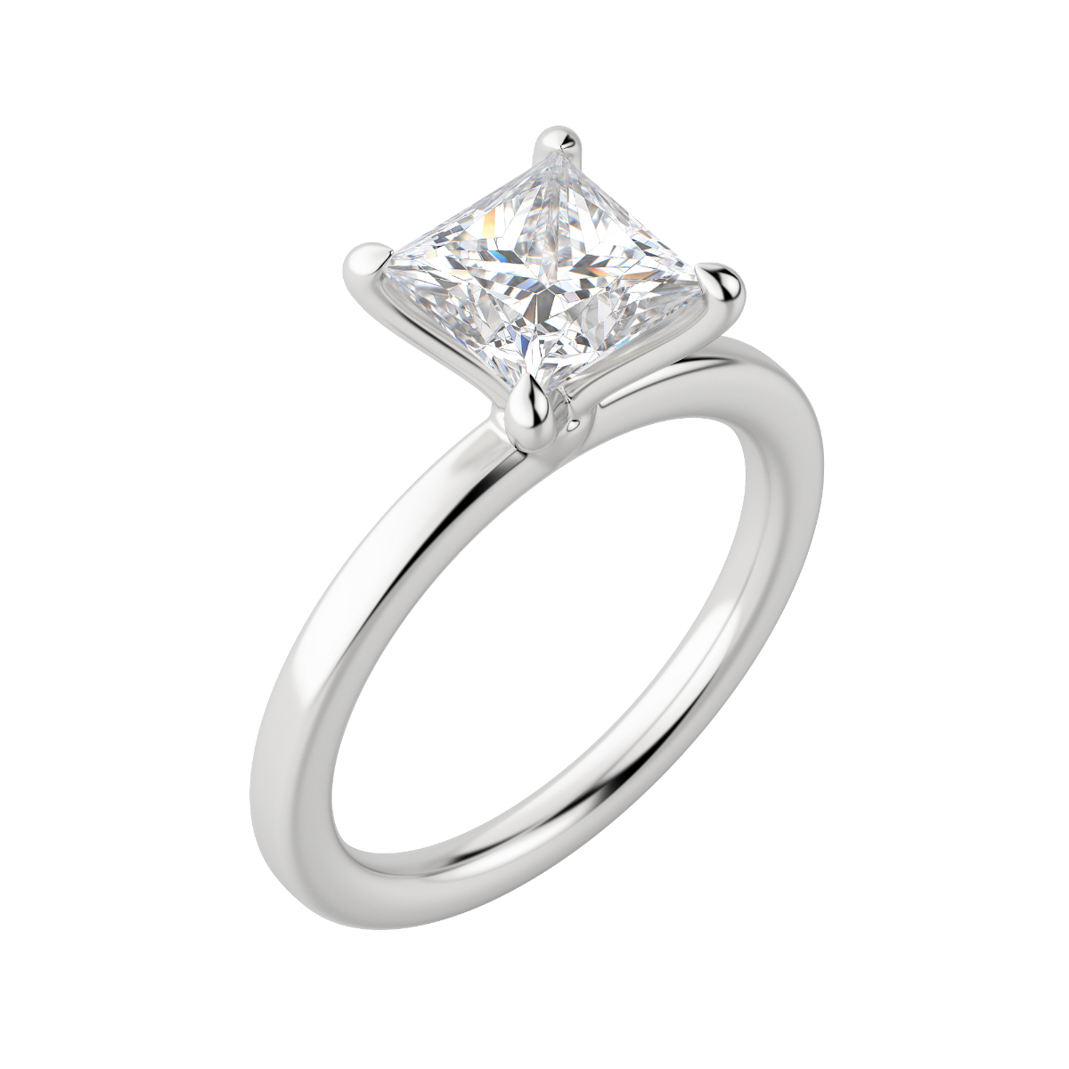 Lyre Classic Princess Cut Engagement Ring, Default, 18K White Gold, Platinum