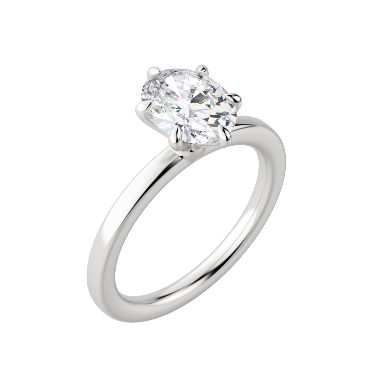 Lyre Classic Oval Cut Engagement Ring, Default, 18K White Gold, Platinum