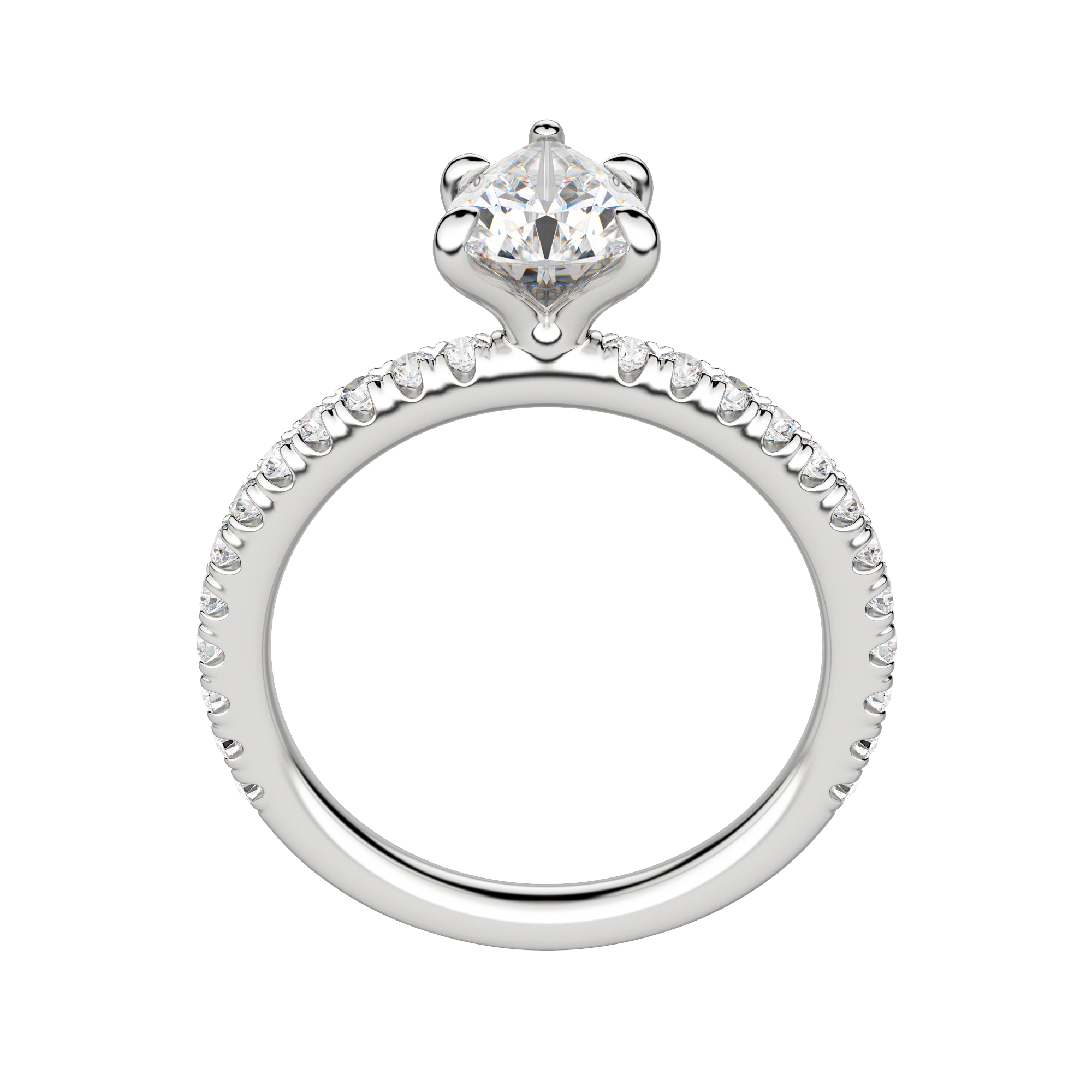 Lyre Accented Pear Cut Engagement Ring, Hover, 18K White Gold, Platinum, 