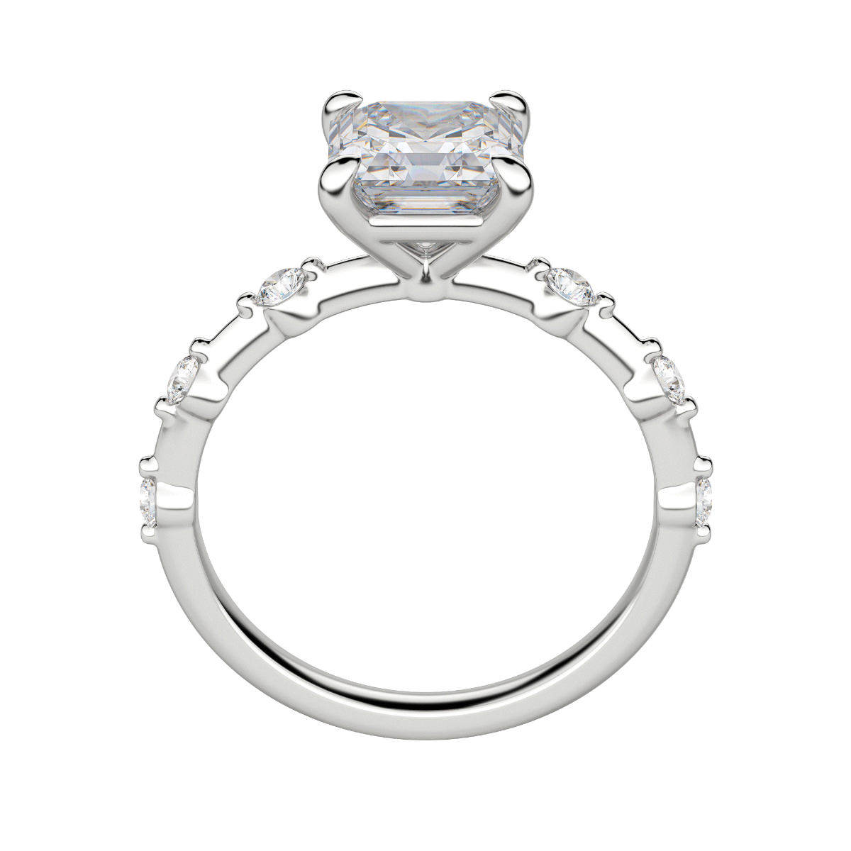 Napa Asscher Cut Engagement Ring, 18K White Gold, Platinum, Hover
